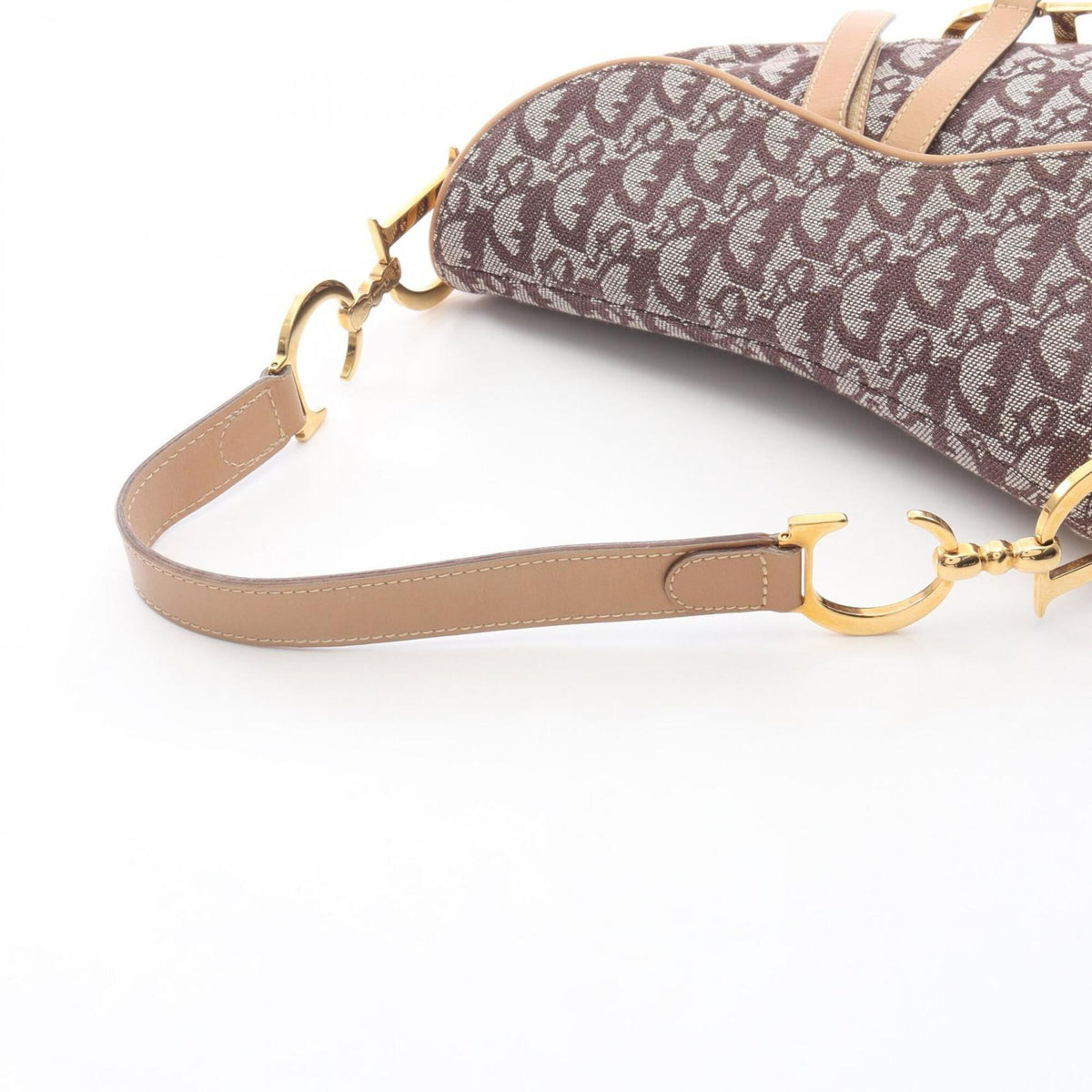 Christian Dior Trotter Beige Brown Canvas Leather Handbag Saddle Bag (Pre-Owned)