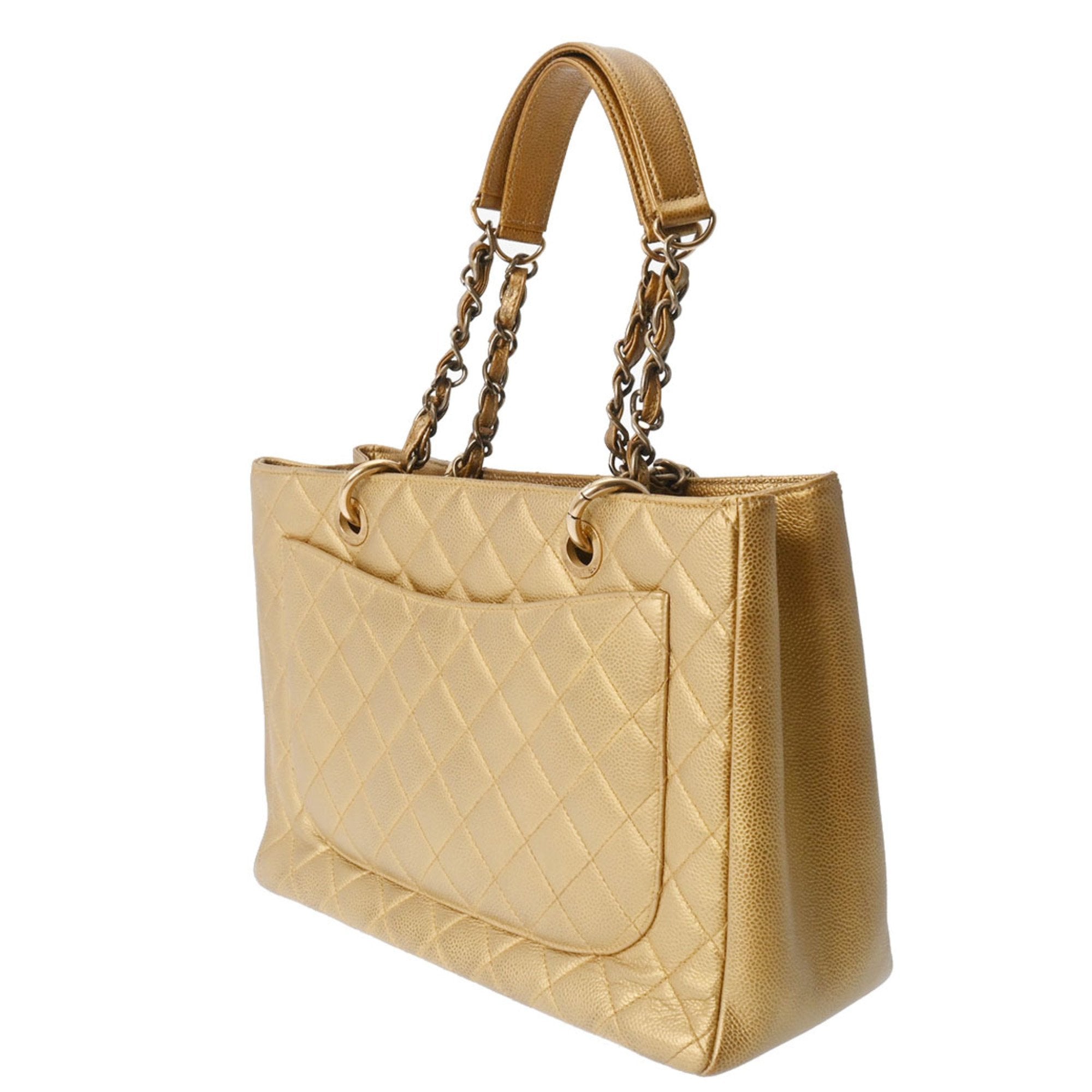 Chanel Caviar Skin Gold Caviar Leather Tote Bag (Pre-Owned)