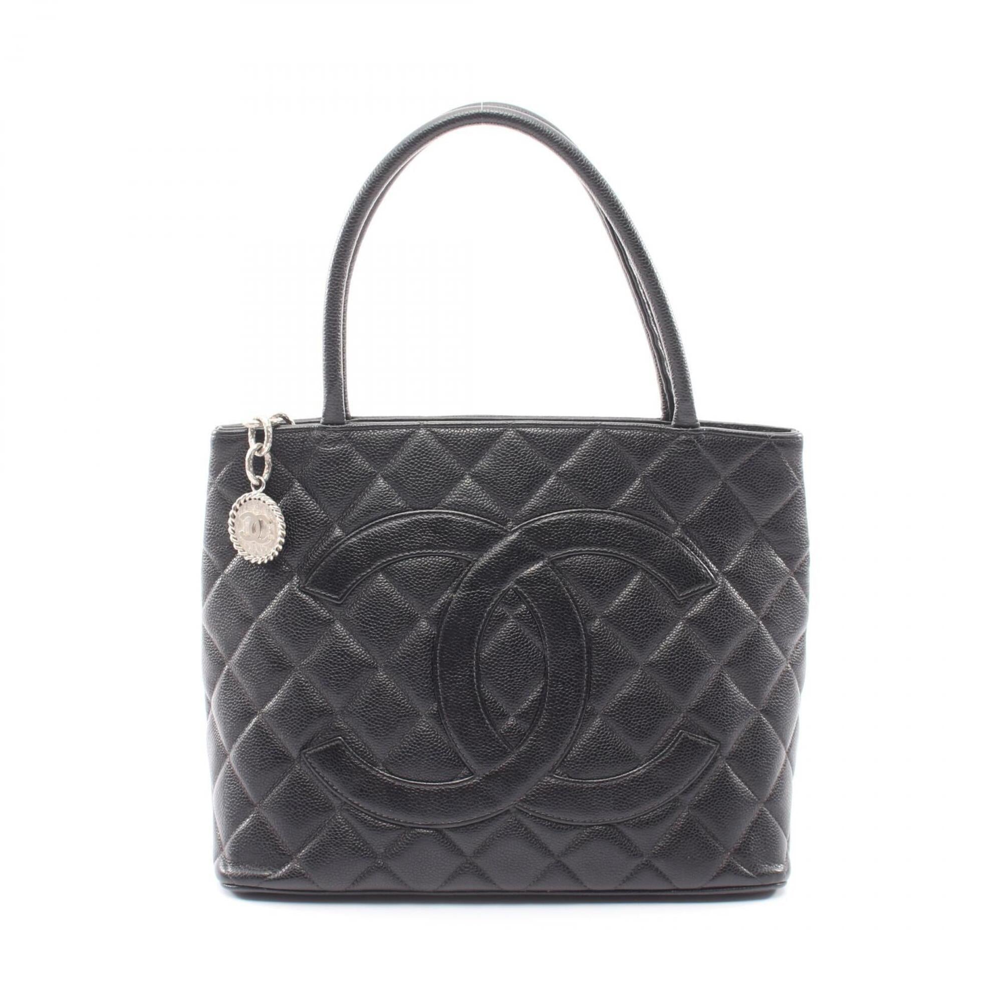 Chanel Black Grained Calfskin Handbag Tote Bag (Pre-Owned)