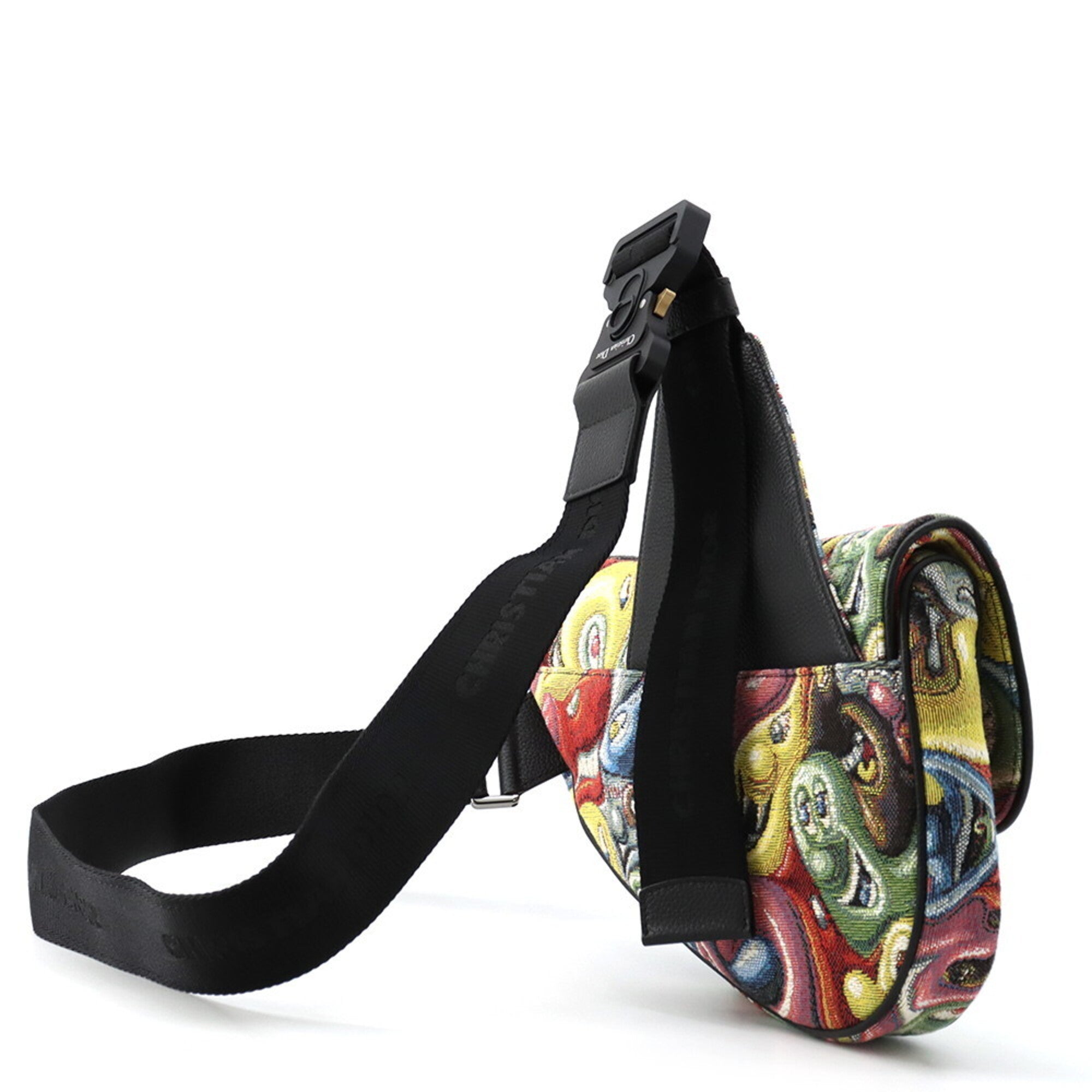 Christian Dior Multi-Color Canvas Leather Saddle Bag Sling Bag (Pre-Owned)