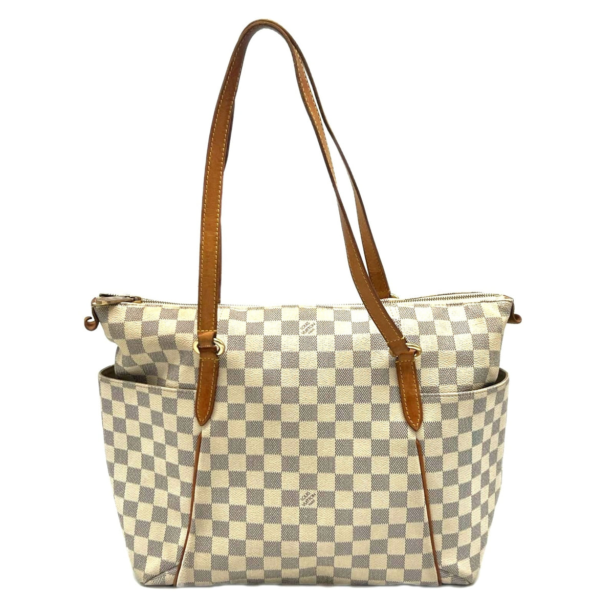 Louis Vuitton Azur Gray White Coated Canvas Leather Handbag (Pre-Owned)