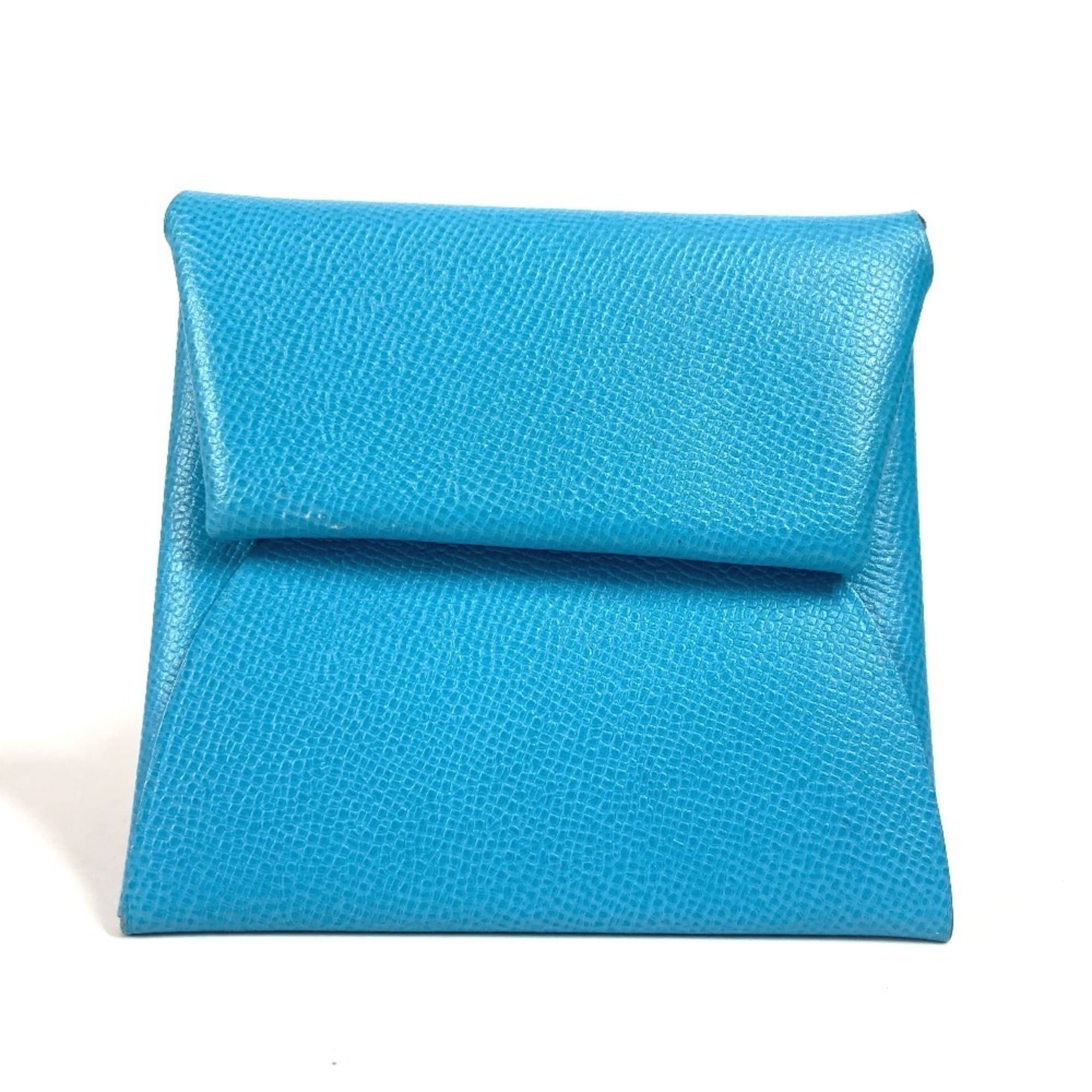 Hermes Blue Leather Coin Purse/Coin Case (Pre-Owned)