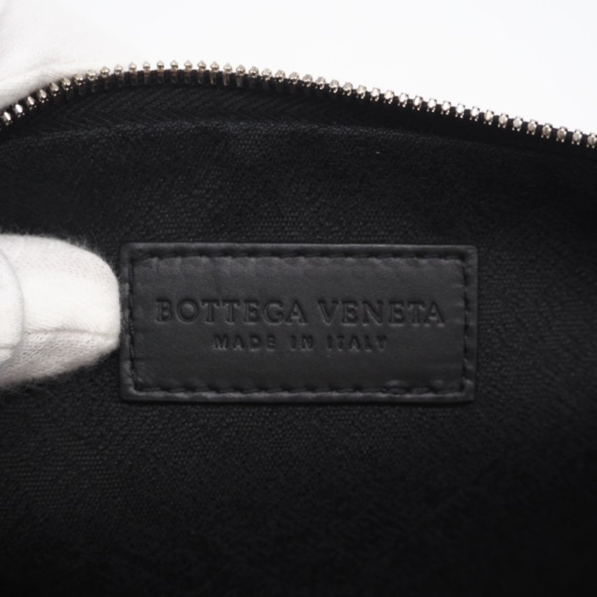 Bottega Veneta Black Blue Leather Nylon Clutch Bag (Pre-Owned)