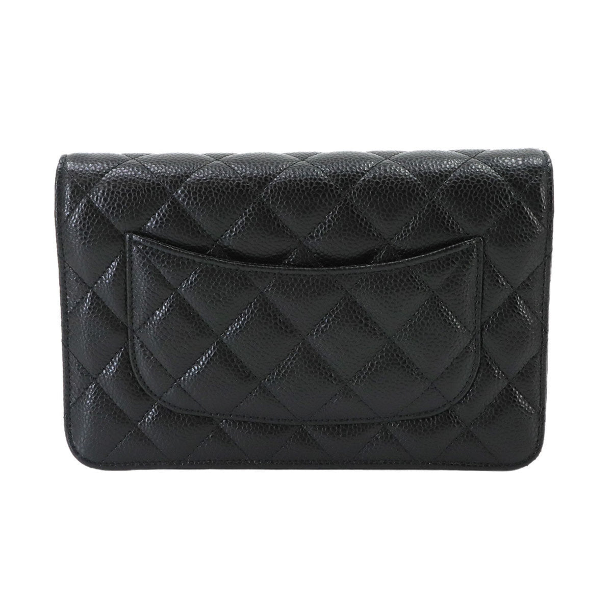 Chanel Black Grained Calfskin Chain/Shoulder Wallet (Pre-Owned)
