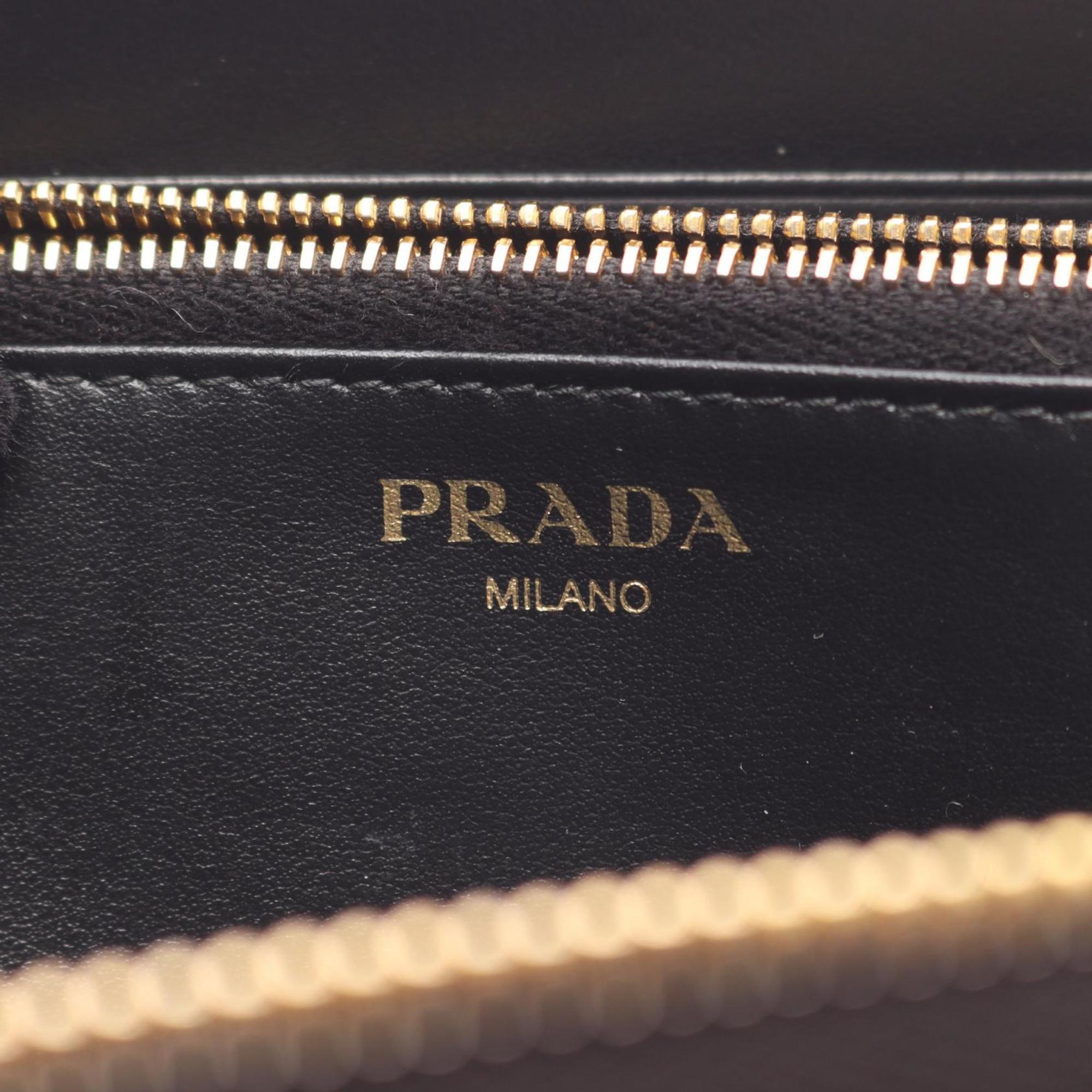 Prada Black Leather Long Wallet (Bi-Fold) (Pre-Owned)