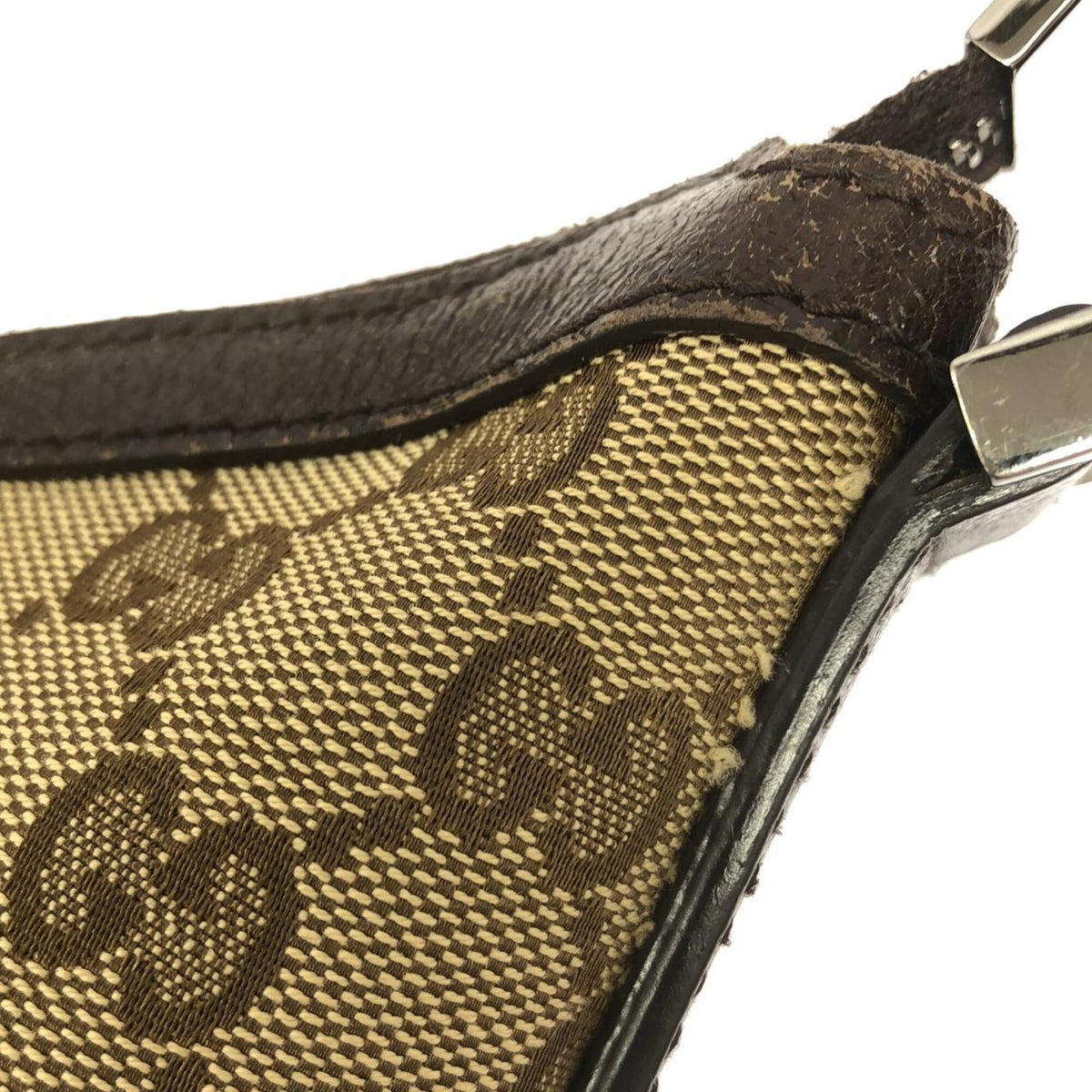 Gucci Beige Dark Brown Gg Canvas Shoulder Bag (Pre-Owned)