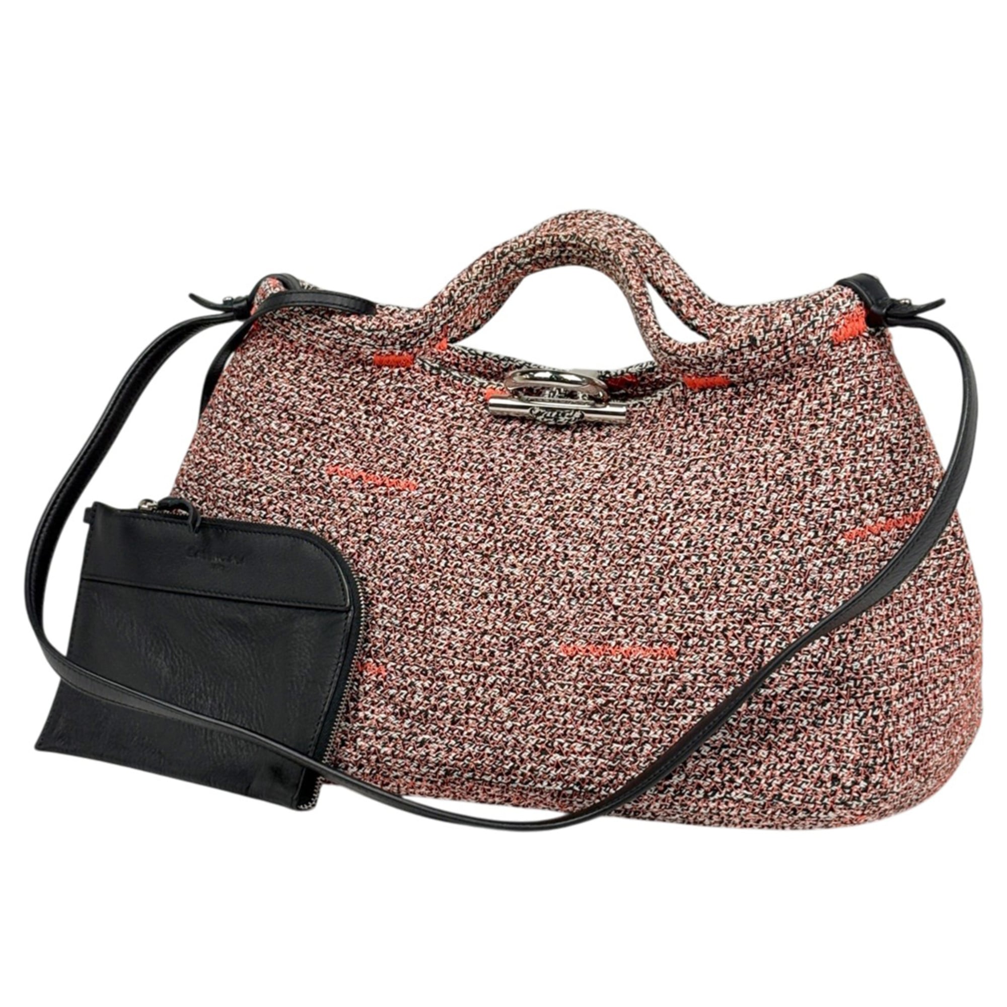 Balenciaga Black Multi-Color Canvas Leather Handbag Pouch Shoulder Bag (Pre-Owned)