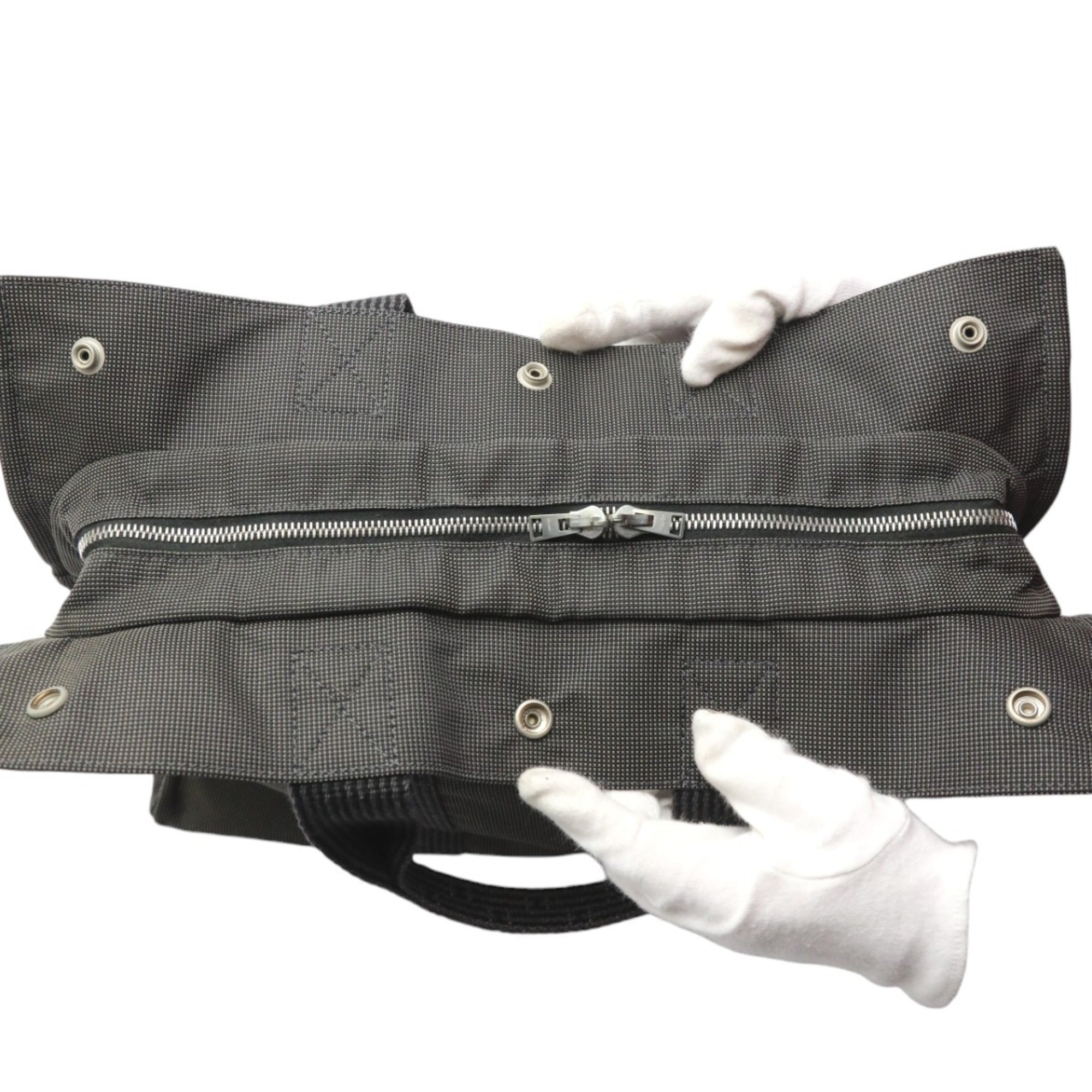 Hermes Her Line Gray Canvas Tote Bag (Pre-Owned)