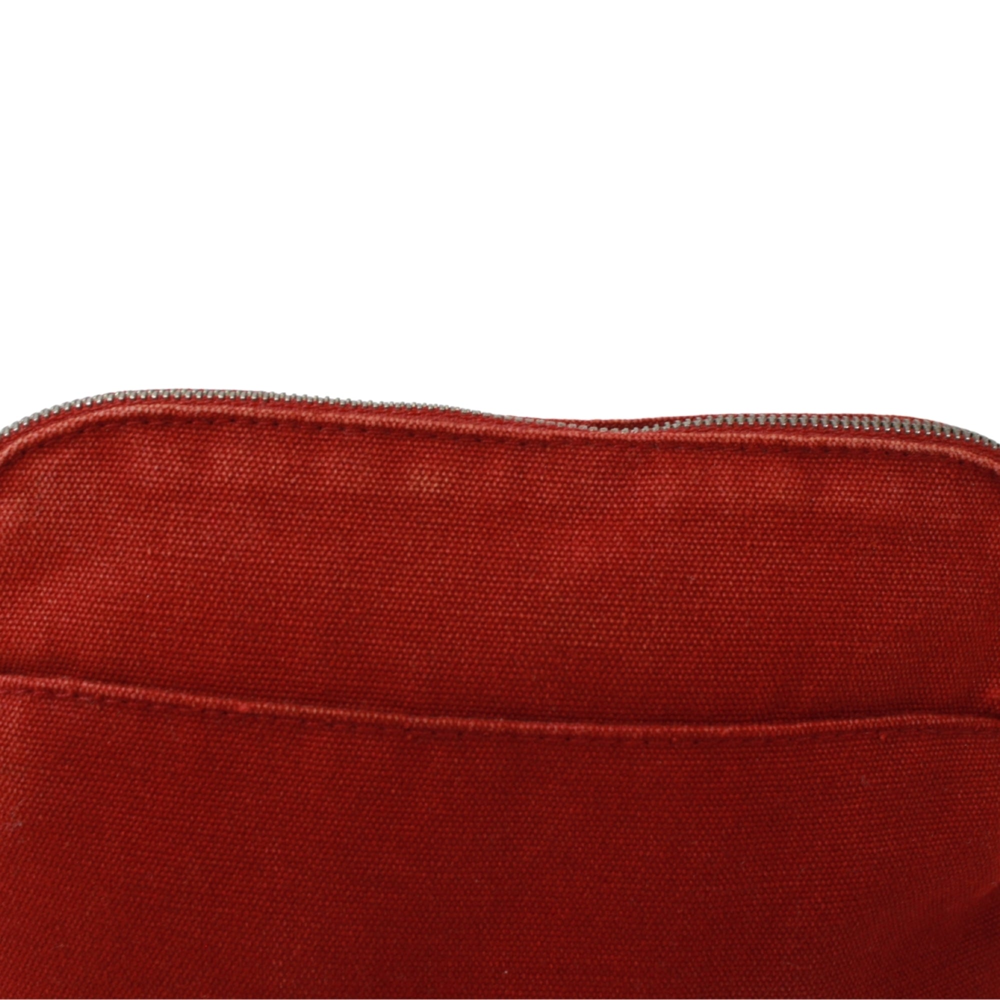 Hermes Red Color Canvas Leather Pouch (Pre-Owned)