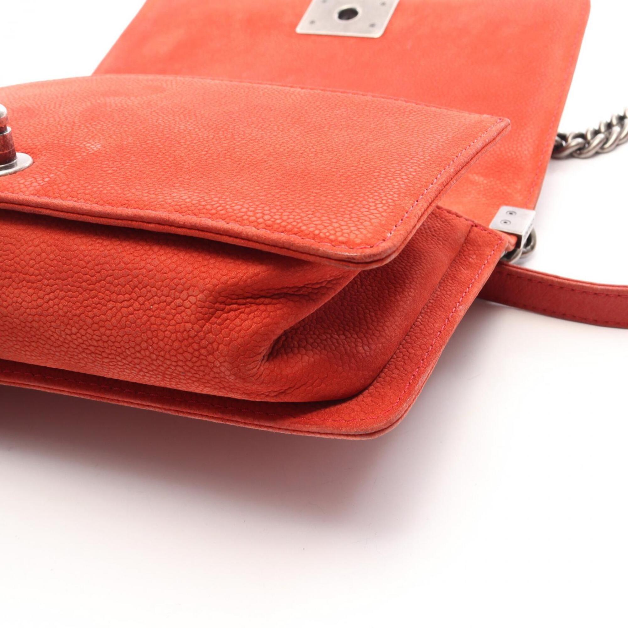 Chanel Red Color Grained Calfskin Handbag Shoulder Bag (Pre-Owned)