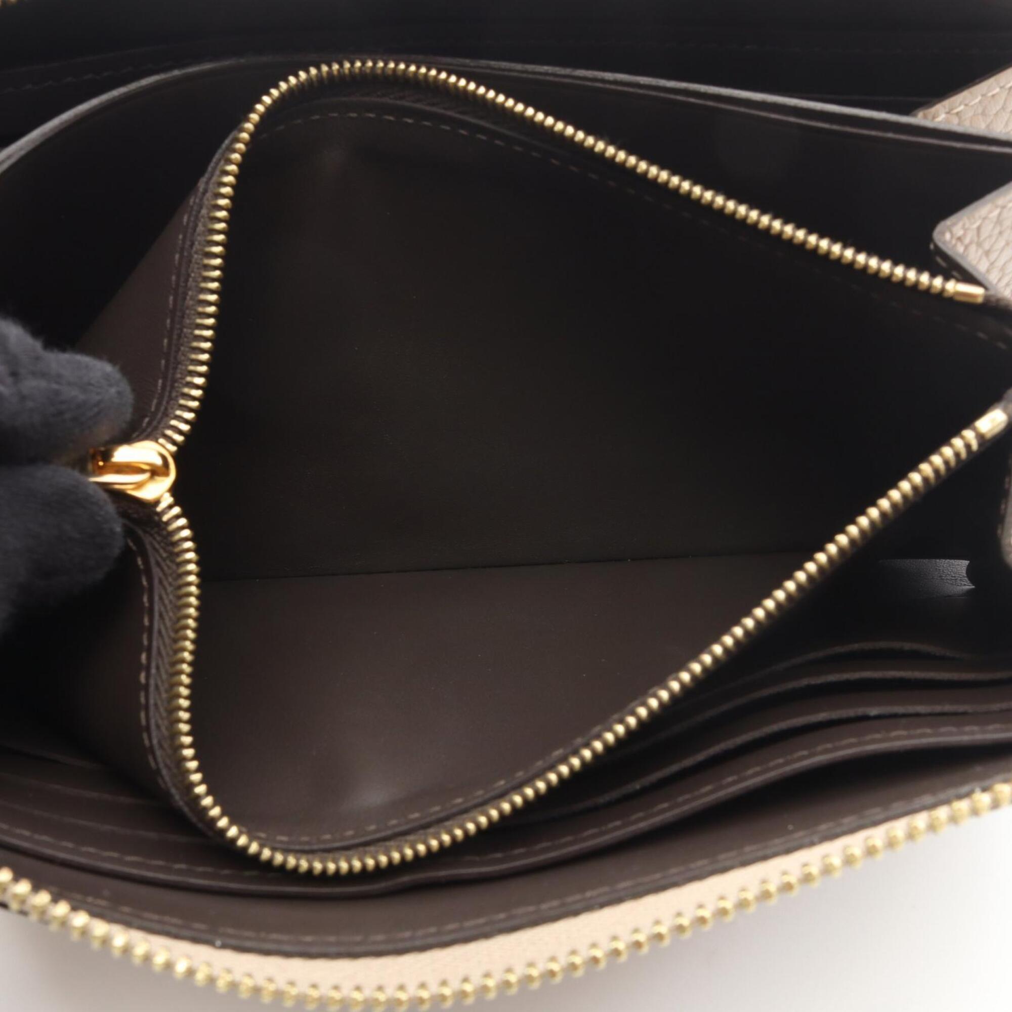 Louis Vuitton Beige Leather Long Wallet (Bi-Fold) (Pre-Owned)
