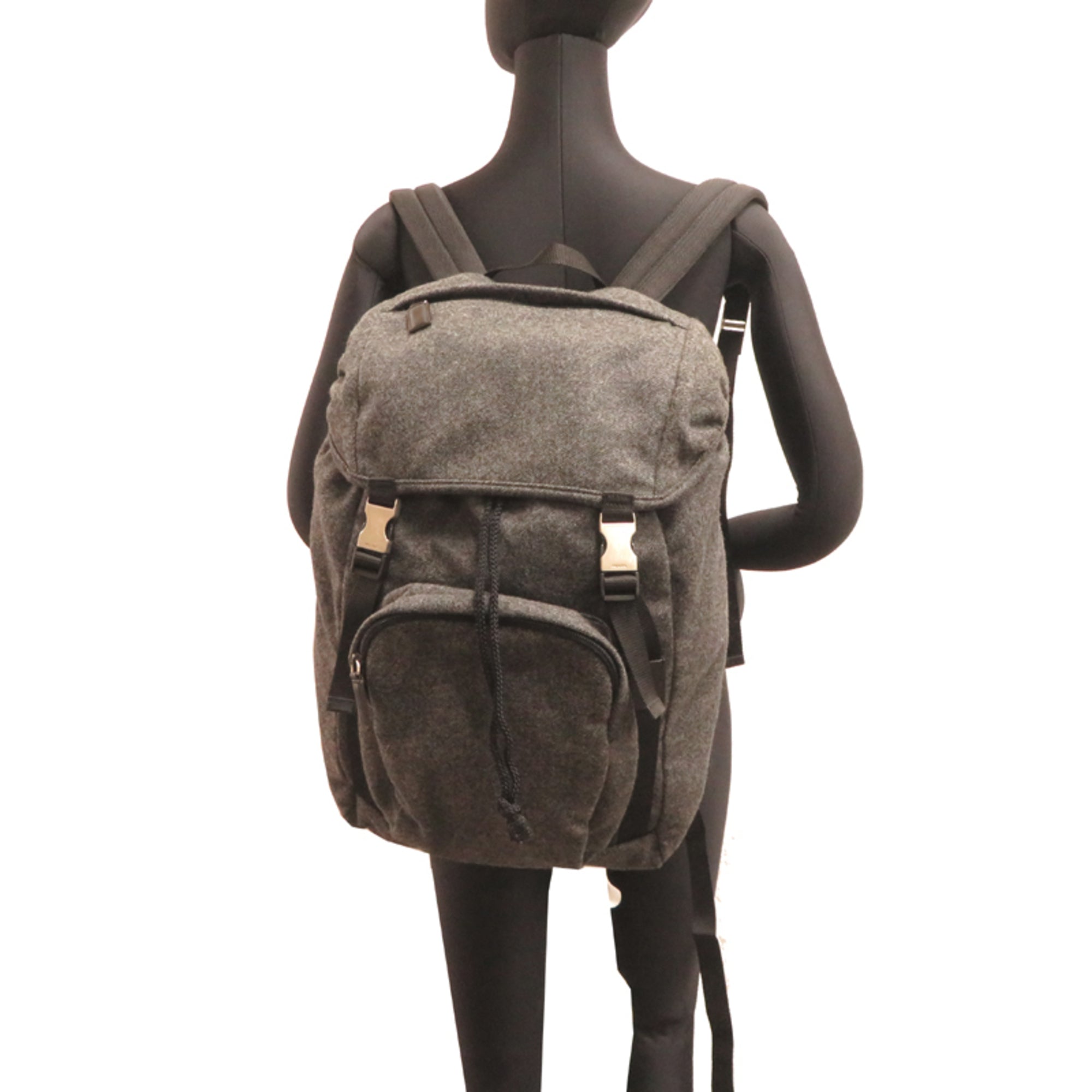 Prada Gray Wool Backpack (Pre-Owned)