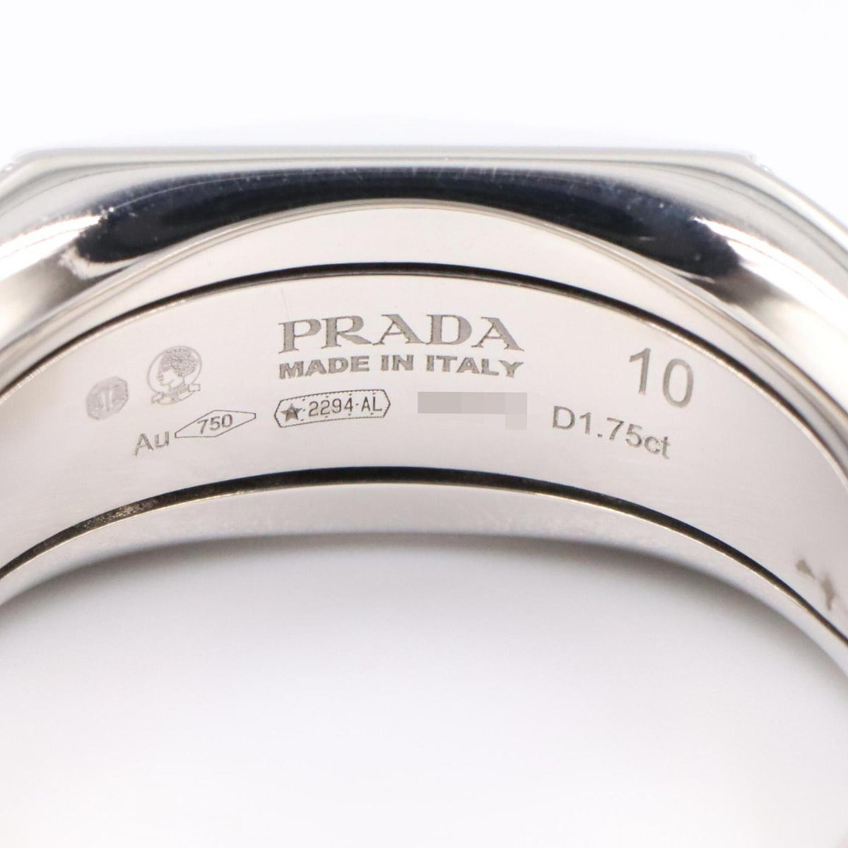Prada Silver Clear White Gold (18K) Band Ring (Pre-Owned)