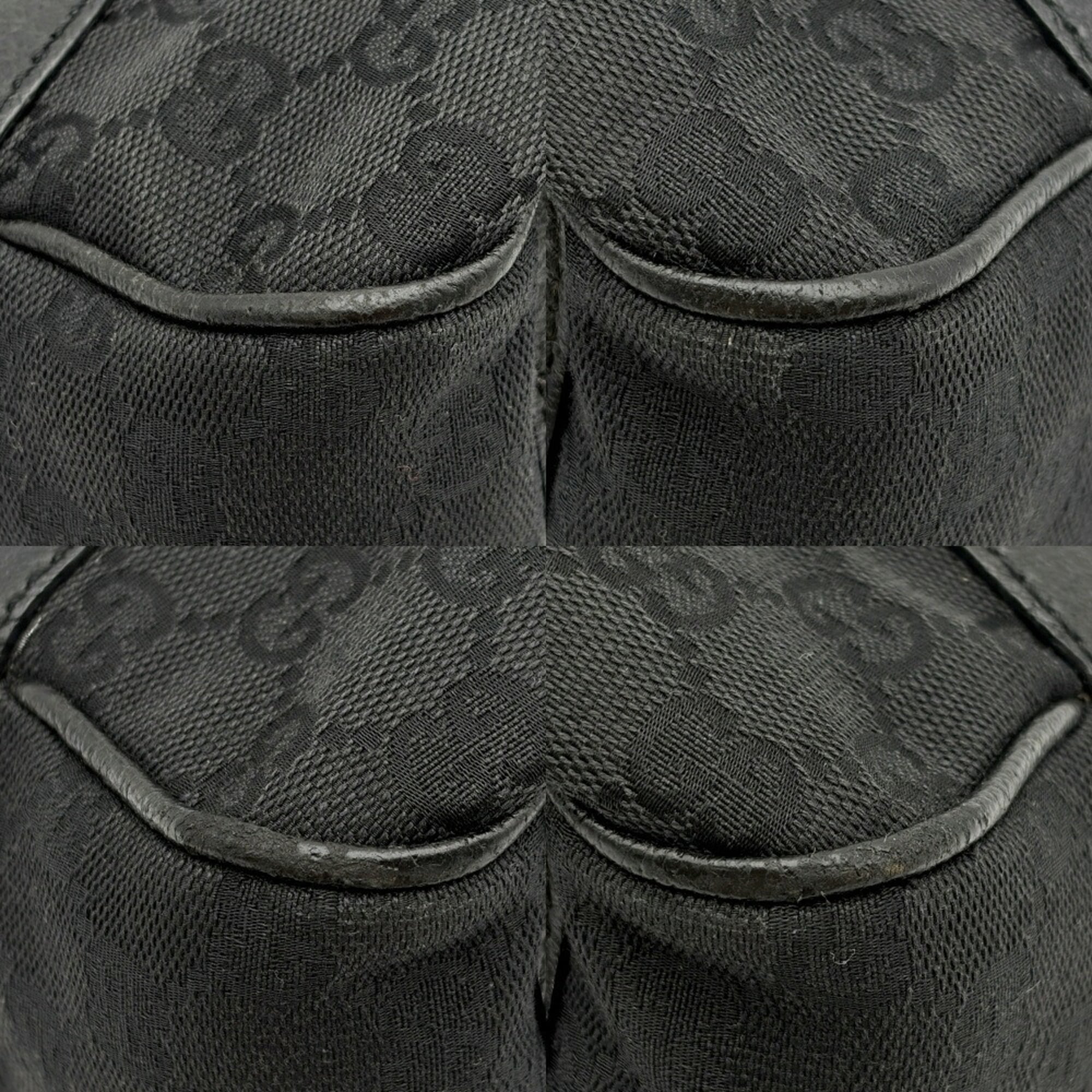Gucci Black Gg Canvas Leather Tote Bag (Pre-Owned)