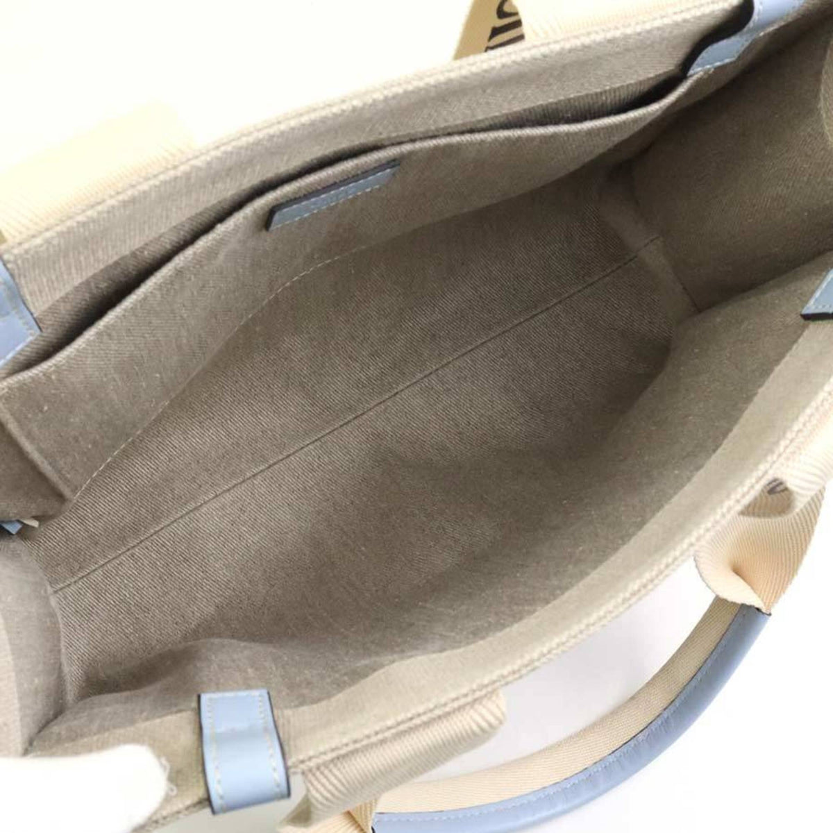 Chloé Beige Light Blue Canvas Leather Tote Bag (Pre-Owned)
