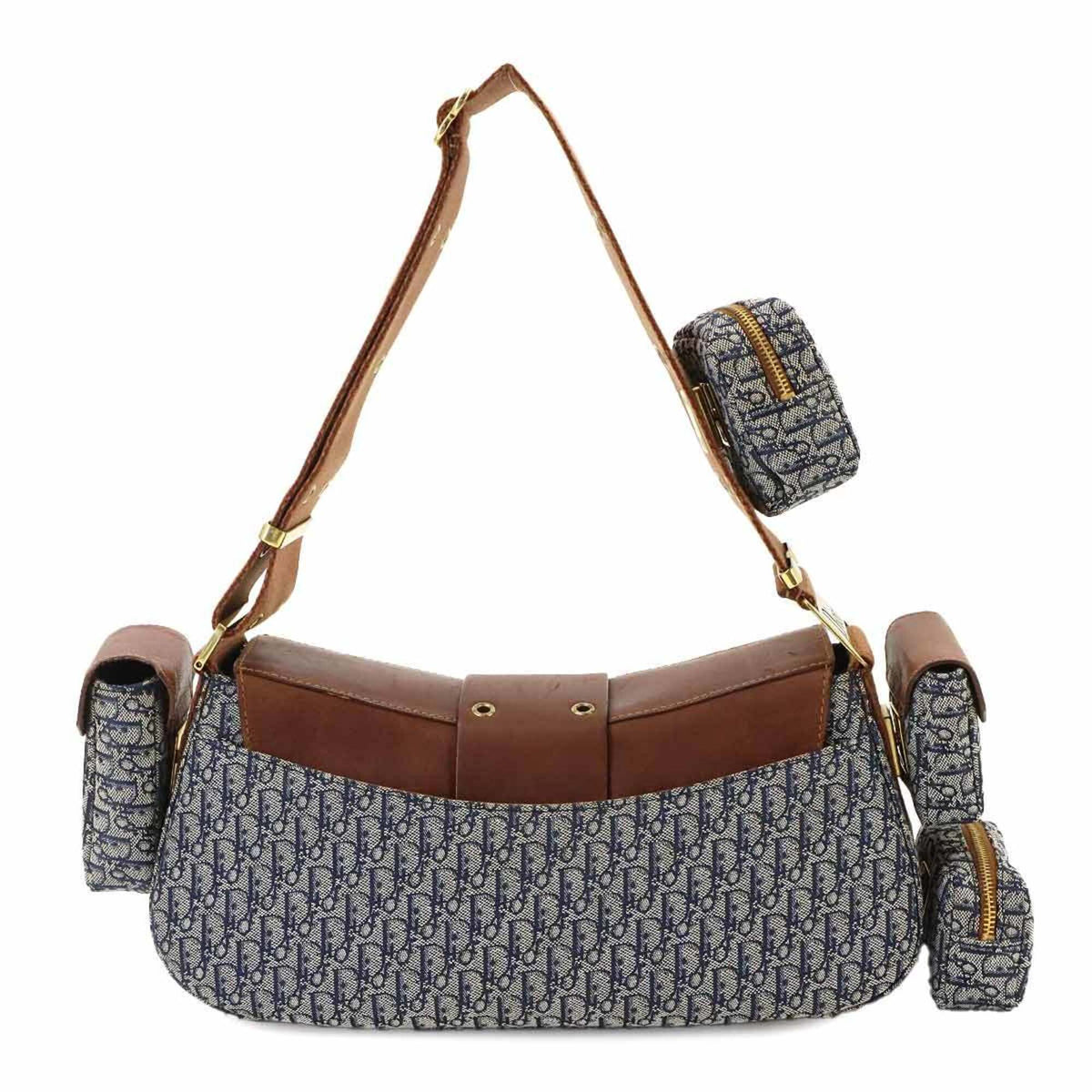 Christian Dior Brown Navy Trotter Handbag Pouch Shoulder Bag (Pre-Owned)