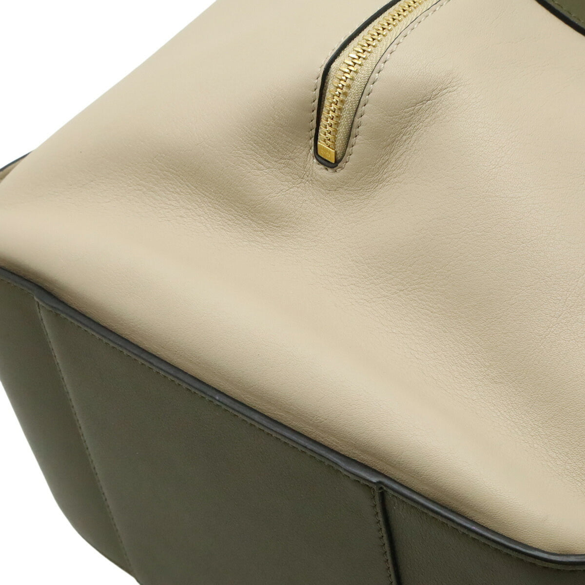Loewe Beige Khaki White Leather Handbag Shoulder Bag (Pre-Owned)