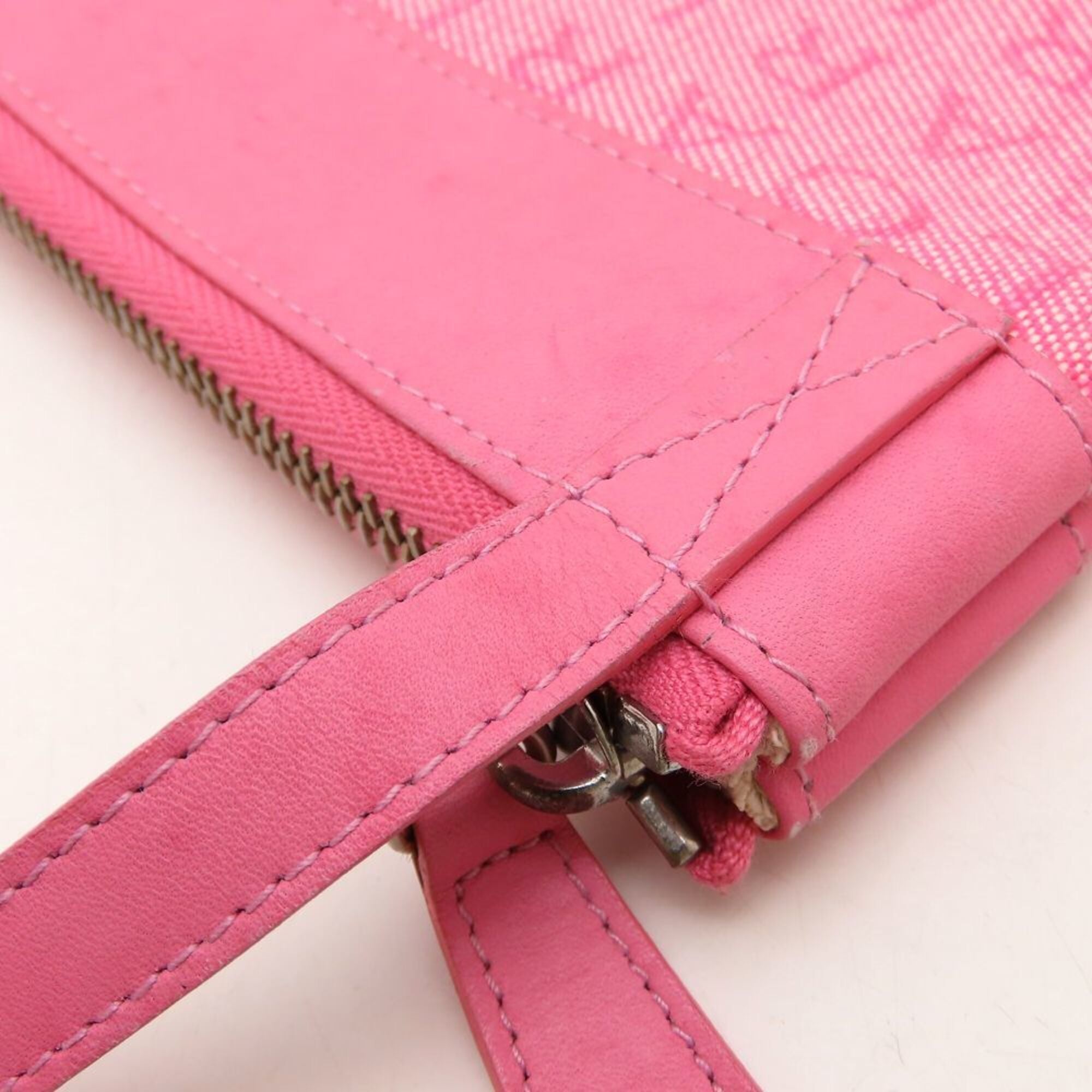 Bvlgari Logomania Pink Canvas Leather Shoulder Bag (Pre-Owned)