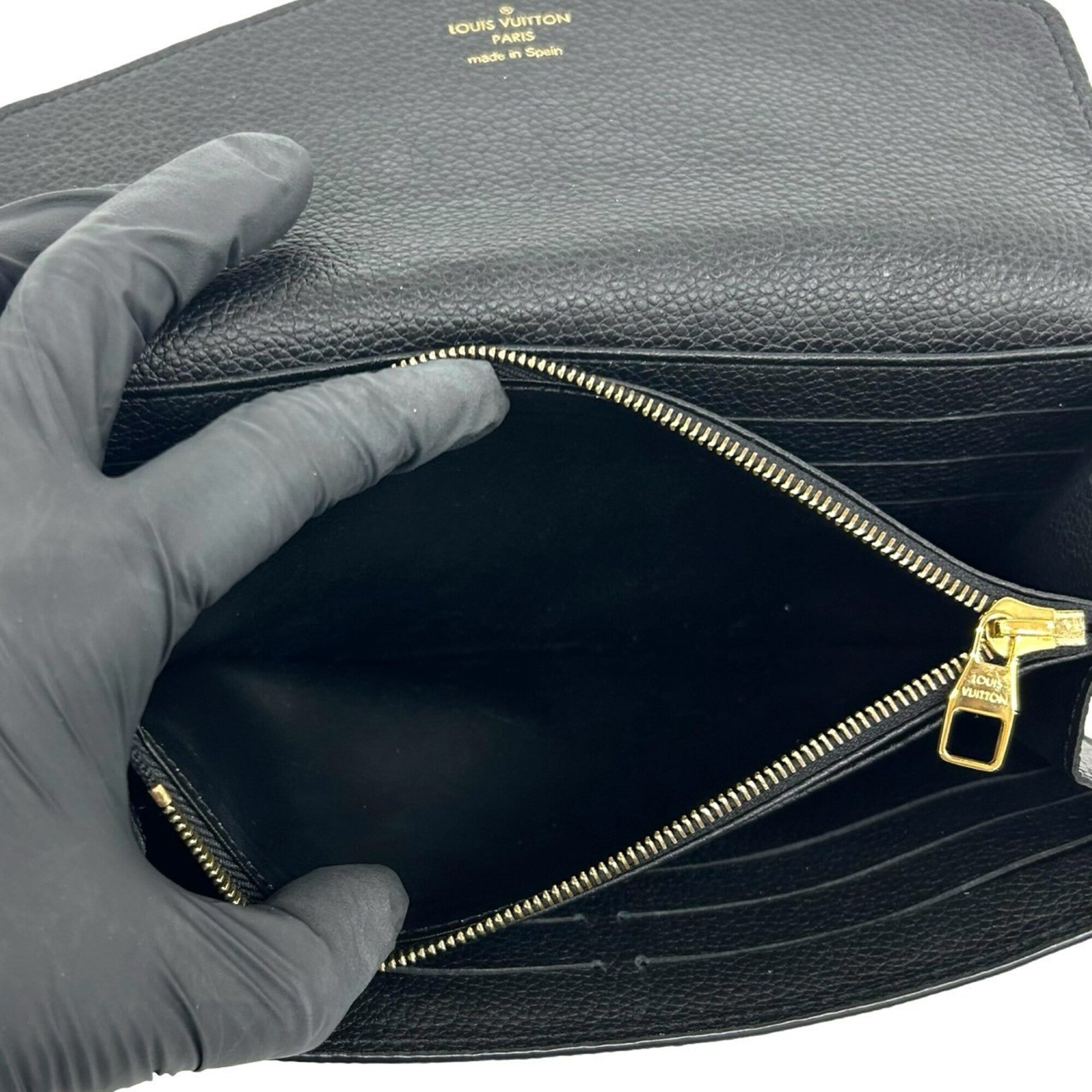 Louis Vuitton Black Leather Long Wallet (Bi-Fold) (Pre-Owned)
