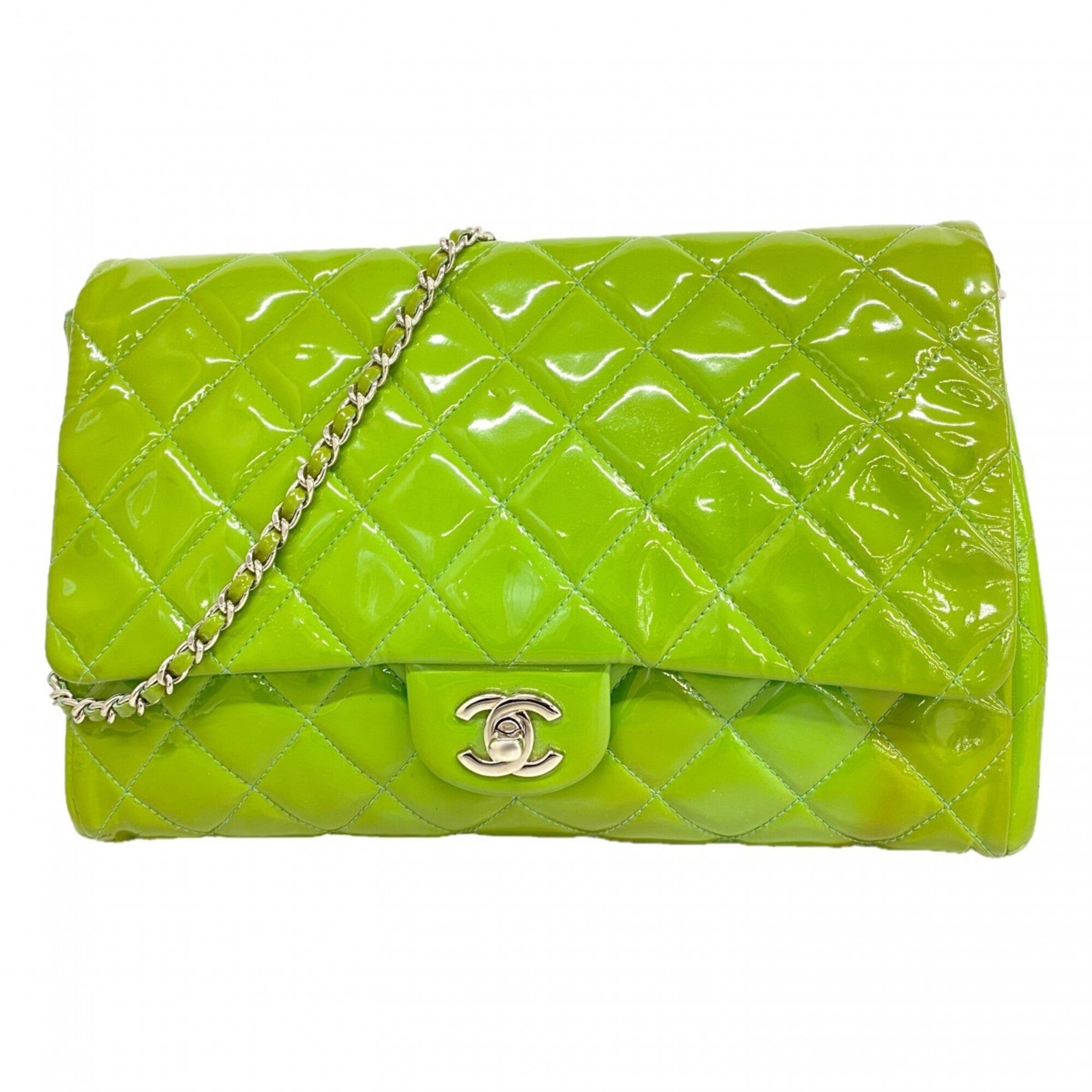 Chanel Green Patent Leather Shoulder Bag (Pre-Owned)