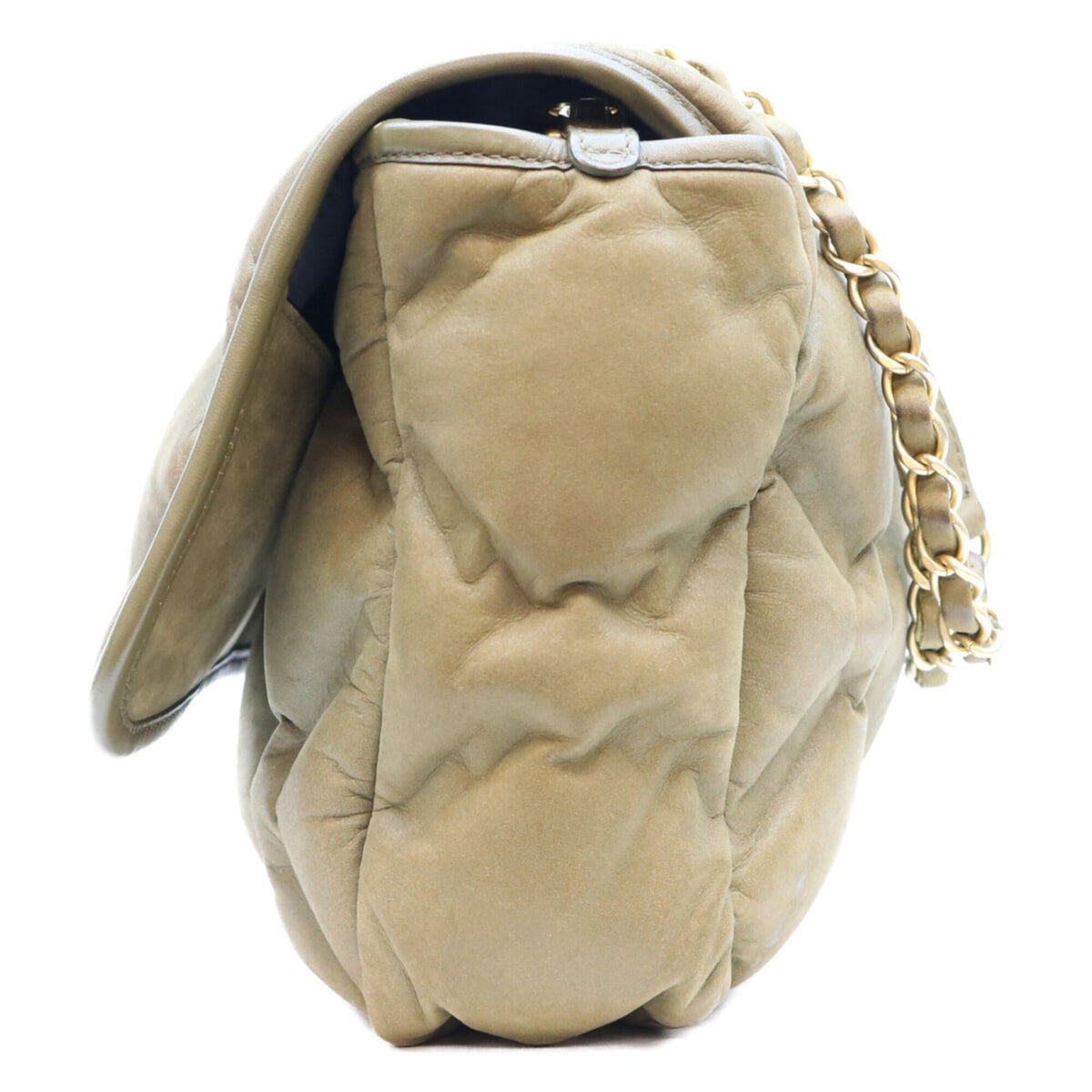Chanel Khaki Leather Shoulder Bag (Pre-Owned)
