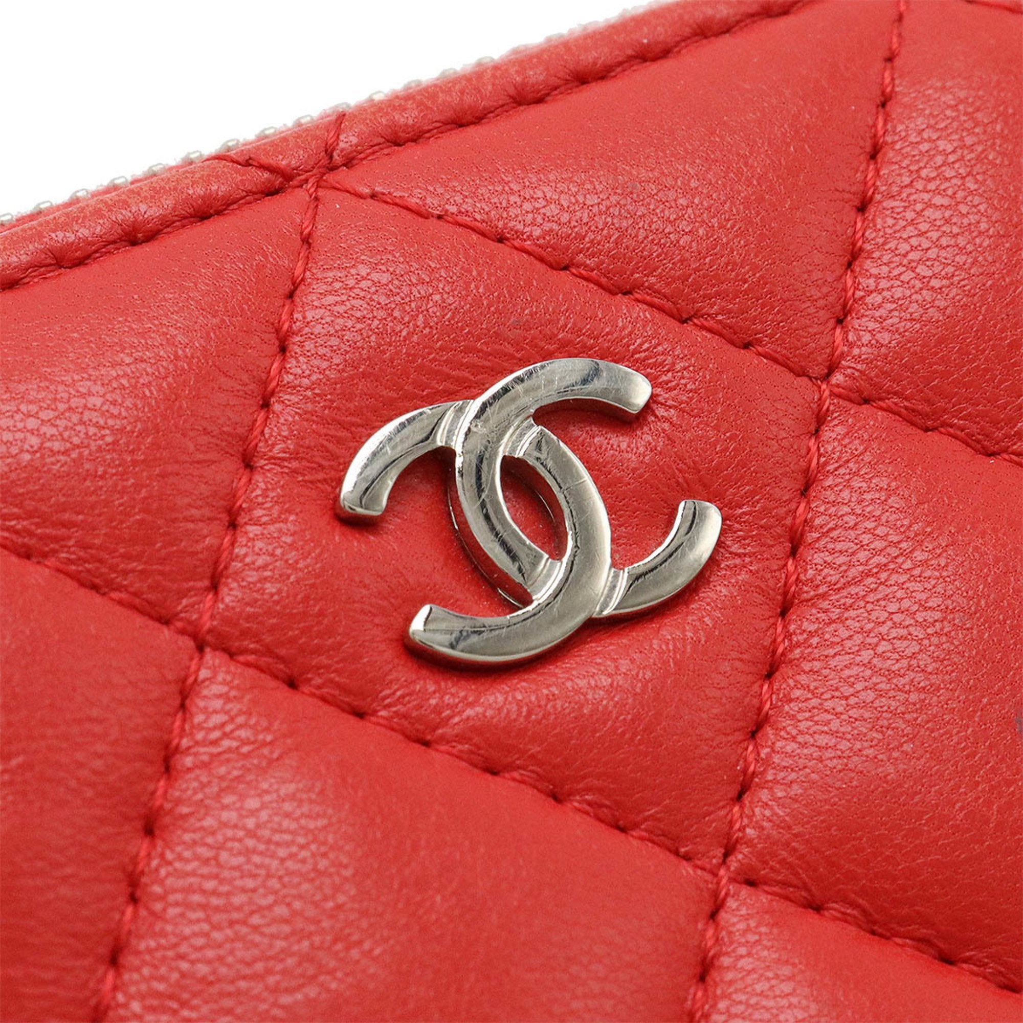Chanel Red Color Leather Pouch (Pre-Owned)