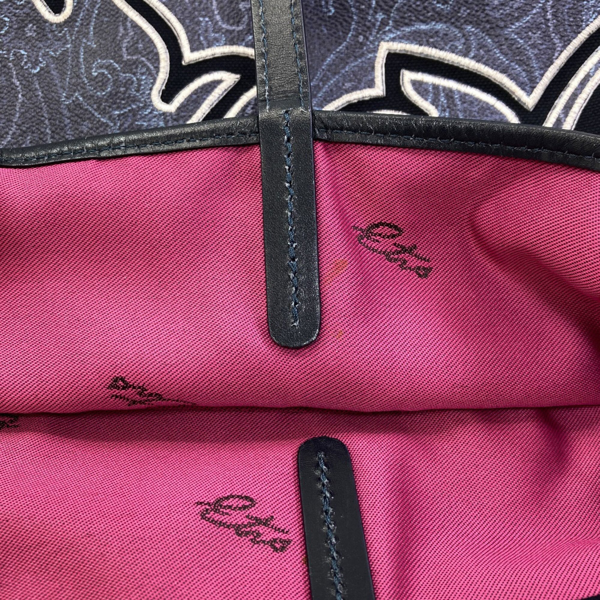 Etro Blue Navy Pvc Canvas Tote Bag (Pre-Owned)