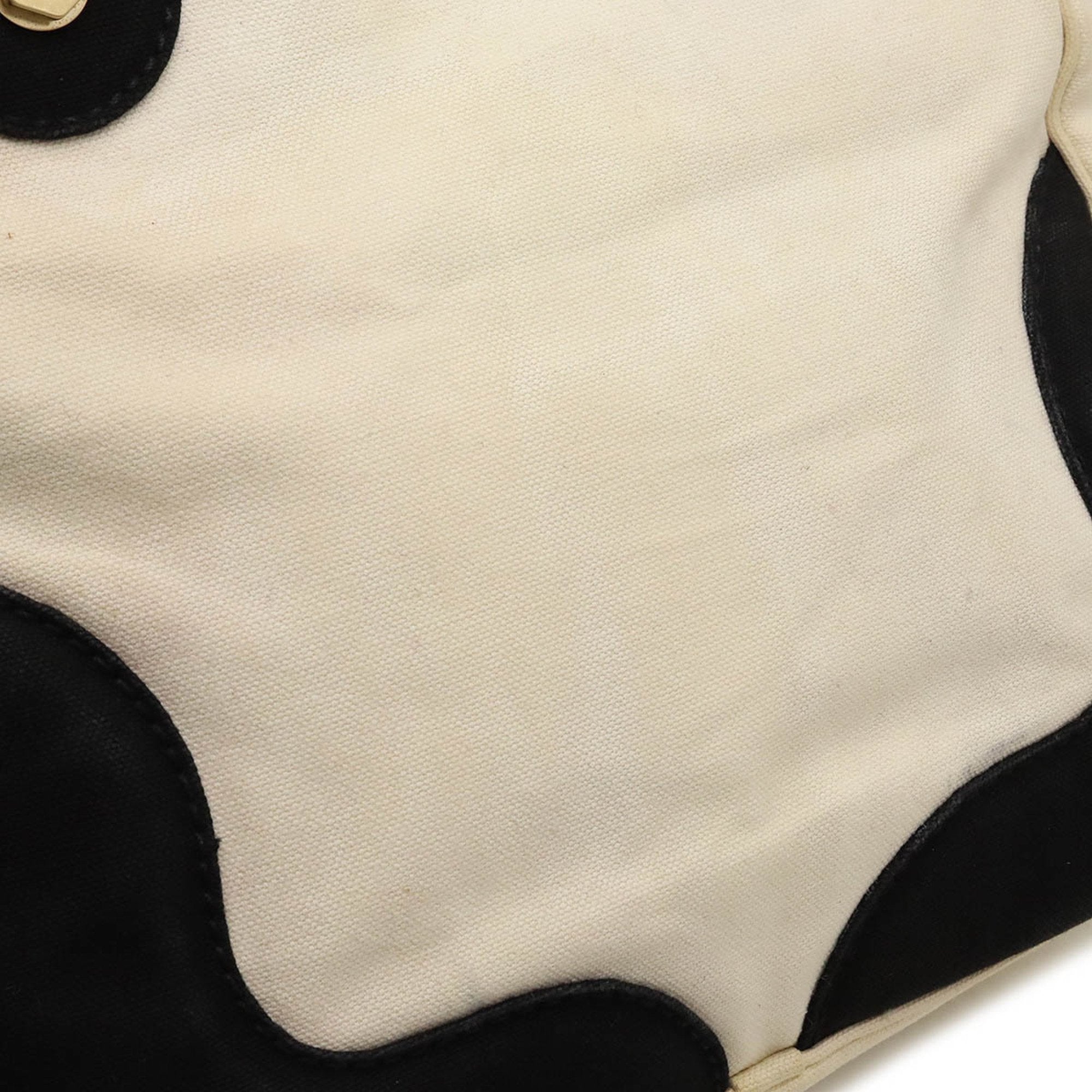 Chanel Black Ivory Canvas Handbag Tote Bag (Pre-Owned)