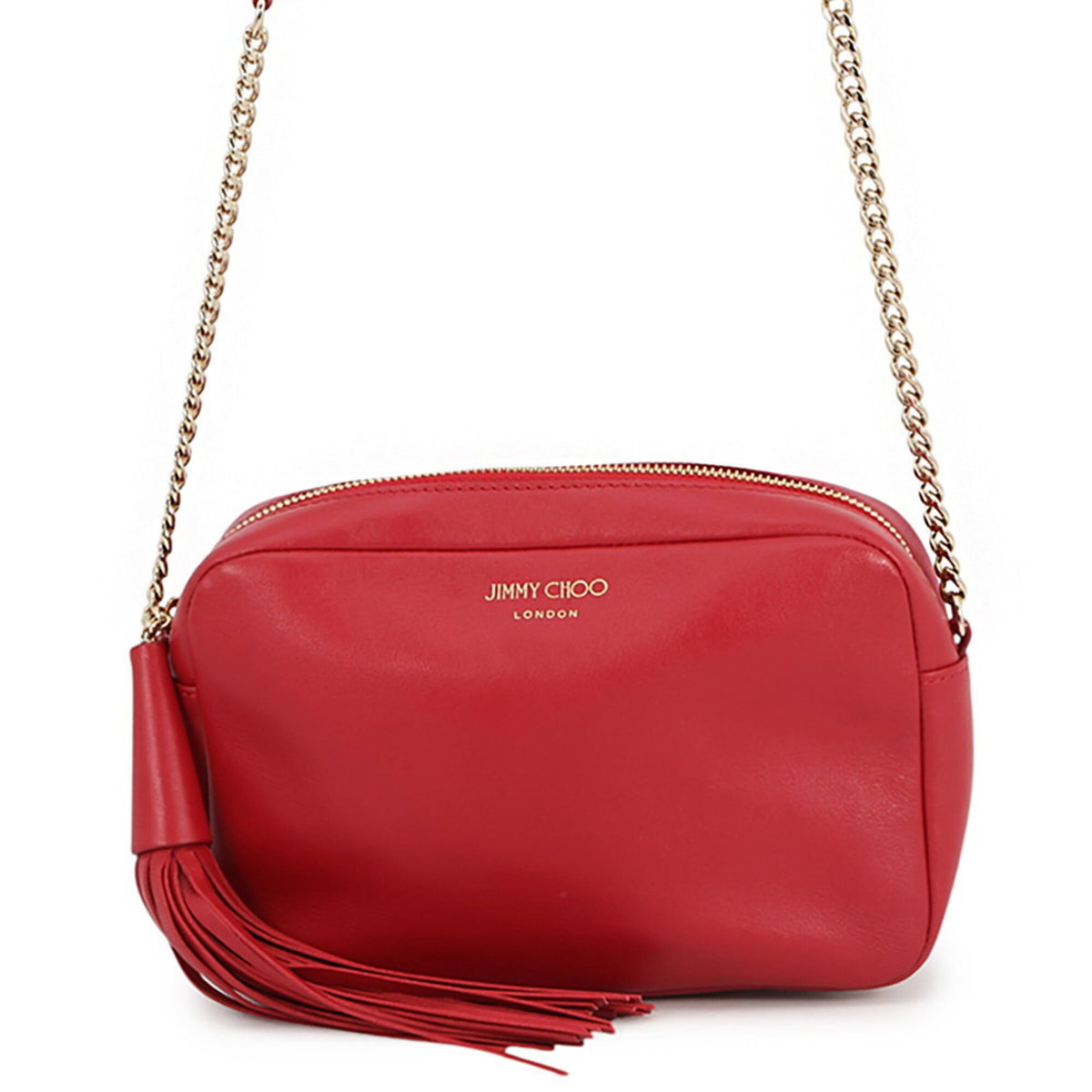 Jimmy Choo Red Color Leather Handbag Shoulder Bag (Pre-Owned)