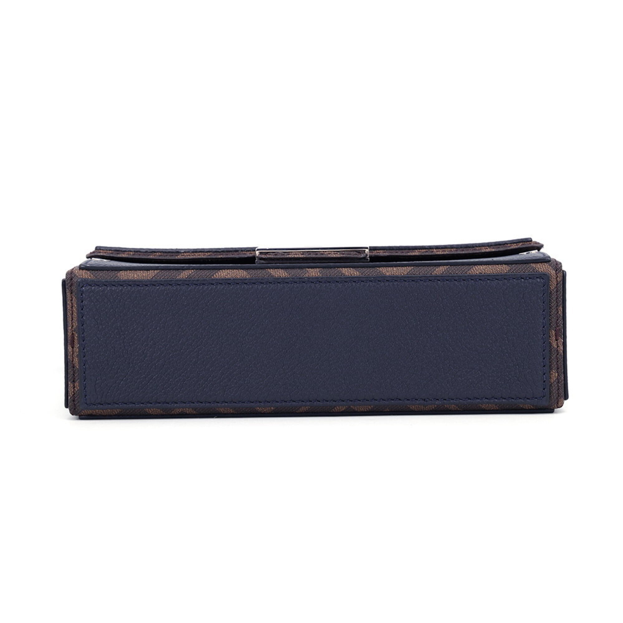 Fendi Baguette Brown Navy Pvc Leather Handbag Shoulder Bag (Pre-Owned)
