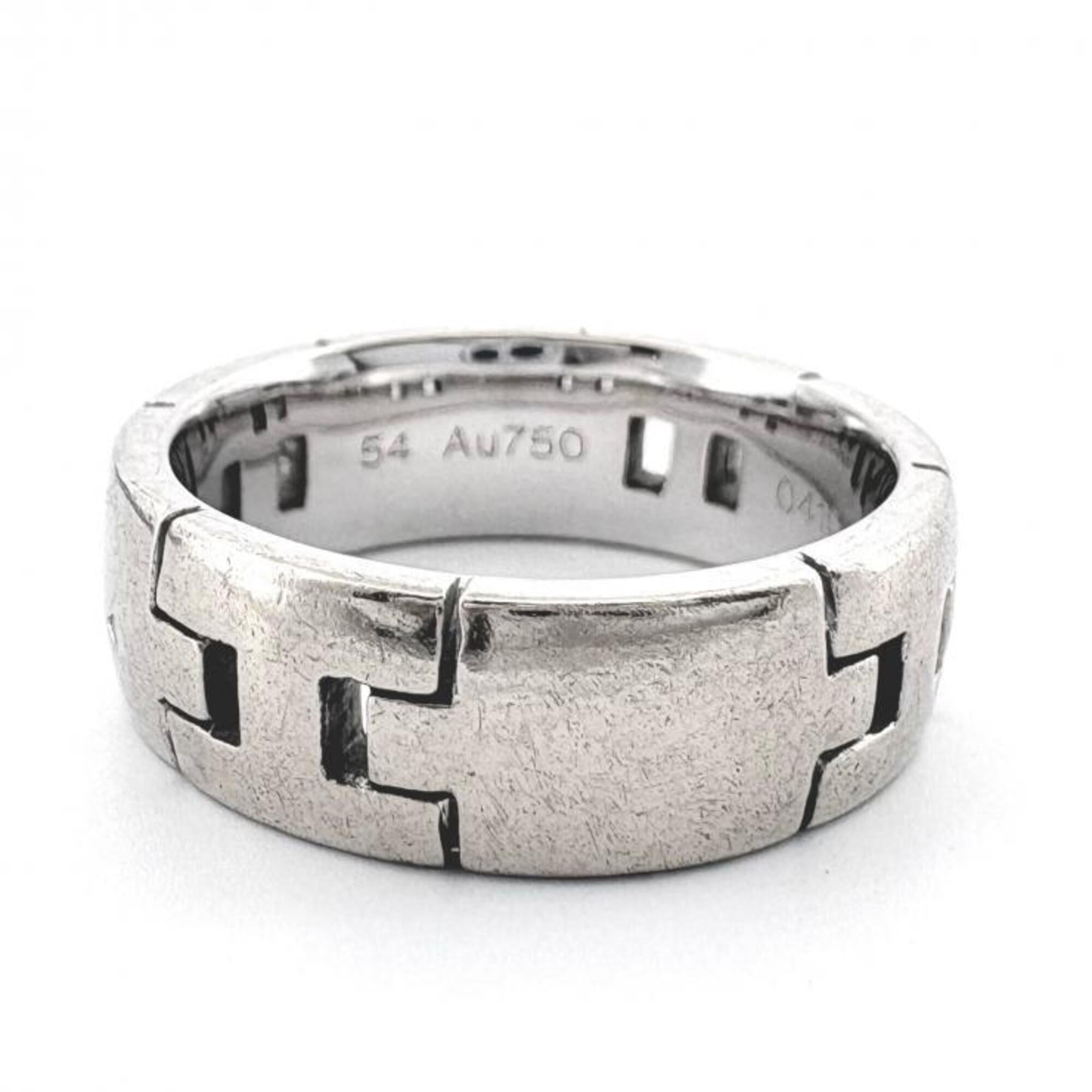 Hermes Silver White Gold (18K) Band Ring (Pre-Owned)