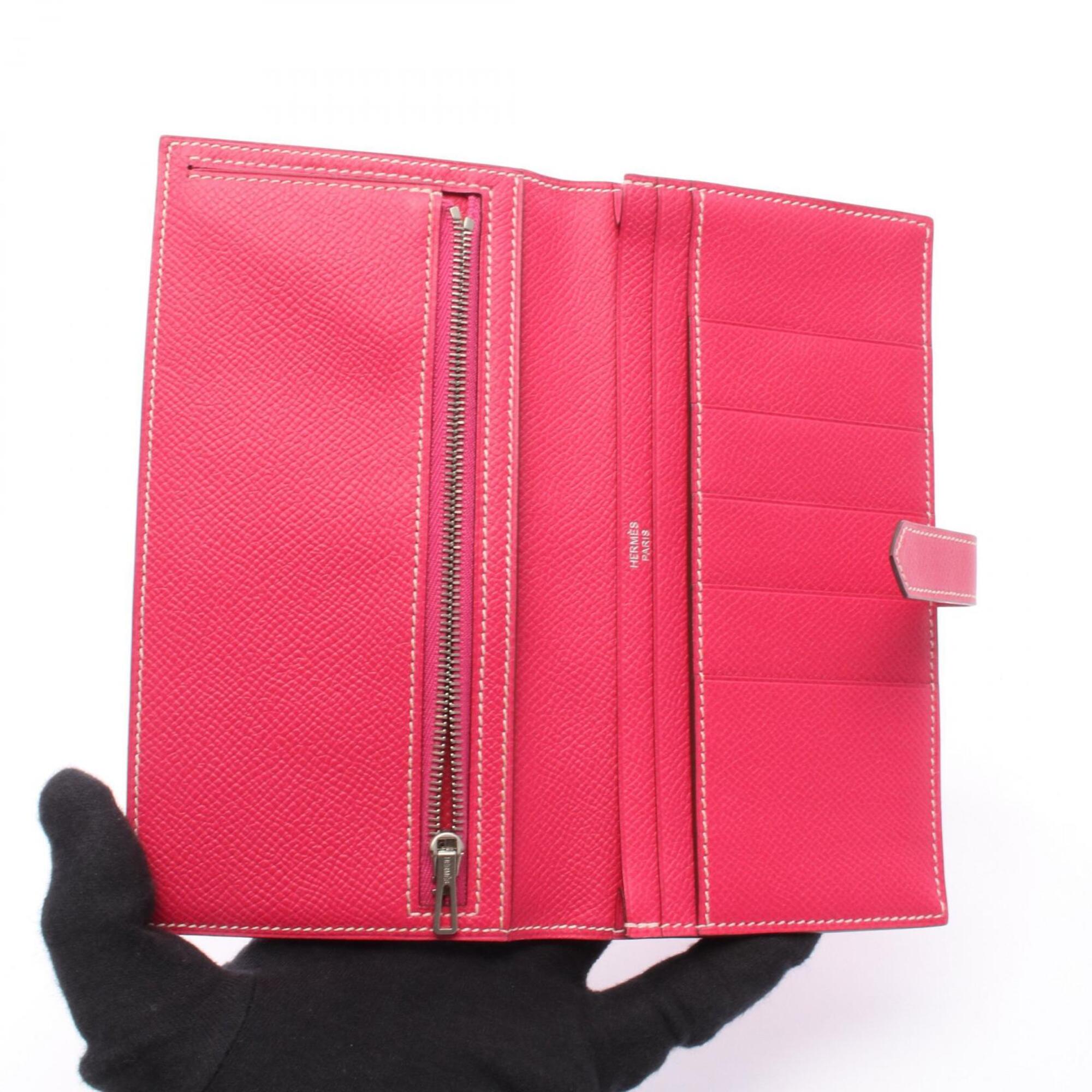 Hermes Pink Rose Tyrien Epsom Leather Long Wallet (Bi-Fold) (Pre-Owned)