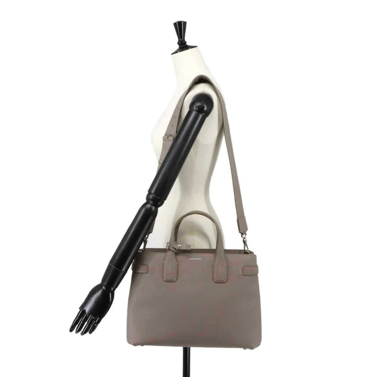 Burberry Beige White Leather Handbag Tote Bag (Pre-Owned)