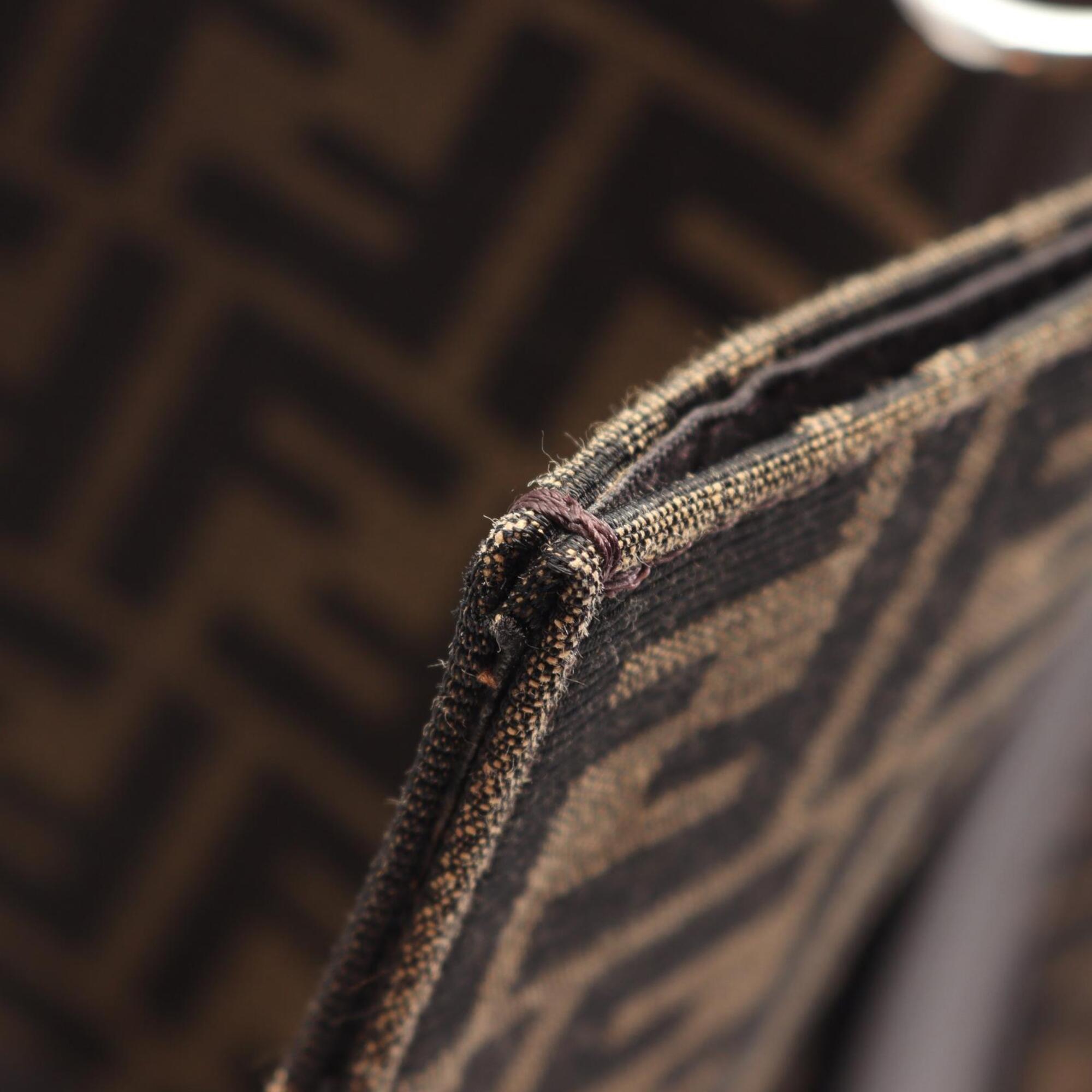 Fendi Brown Canvas Leather Handbag Tote Bag (Pre-Owned)