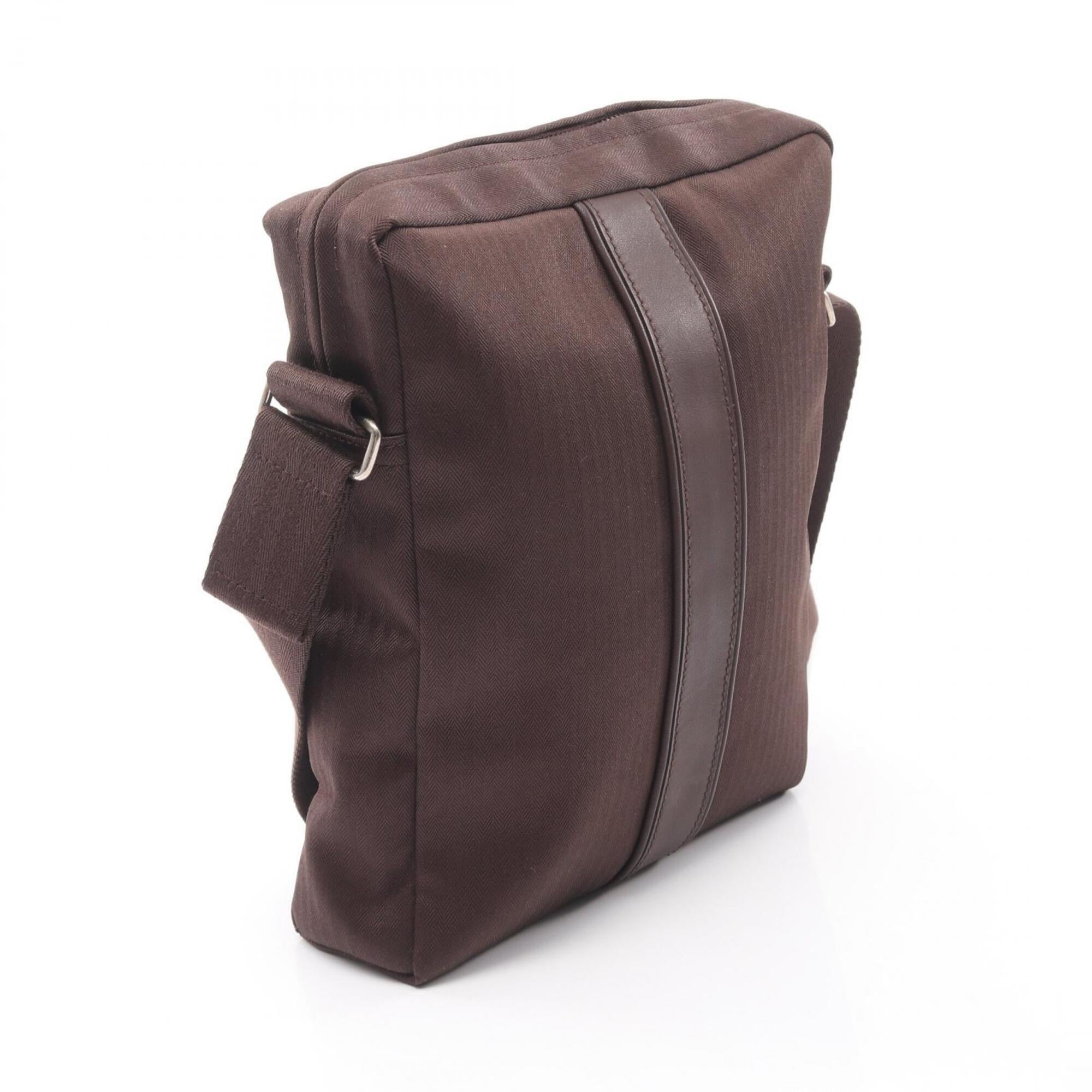 Hermes Brown Toile Chevron Handbag Shoulder Bag (Pre-Owned)