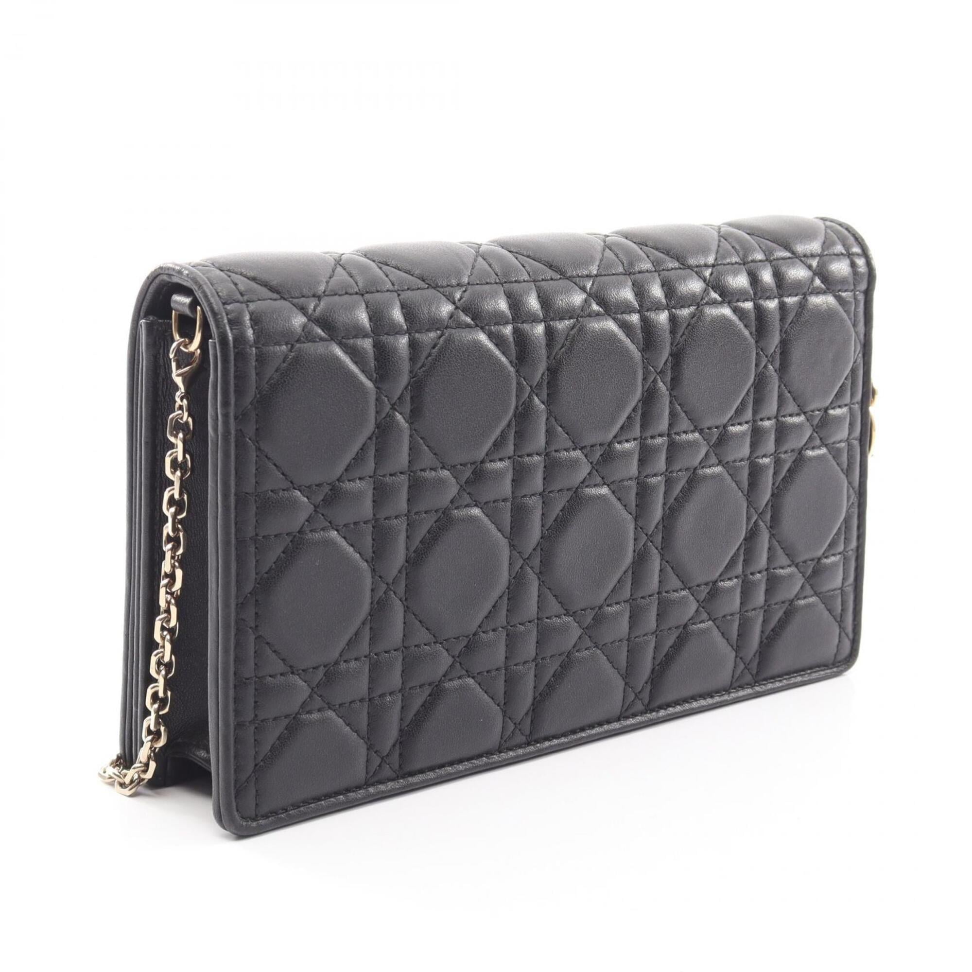 Christian Dior Black Leather Handbag Pouch Shoulder Bag (Pre-Owned)