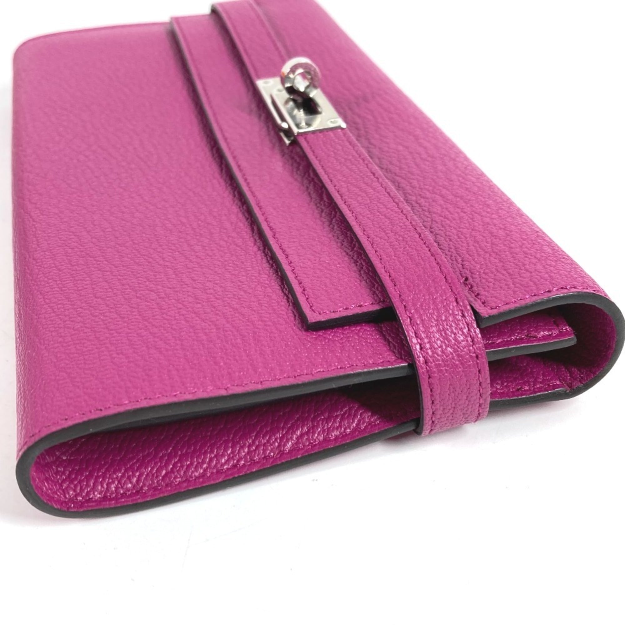 Hermes Rose Purple Chevre Leather Long Wallet (Bi-Fold) (Pre-Owned)