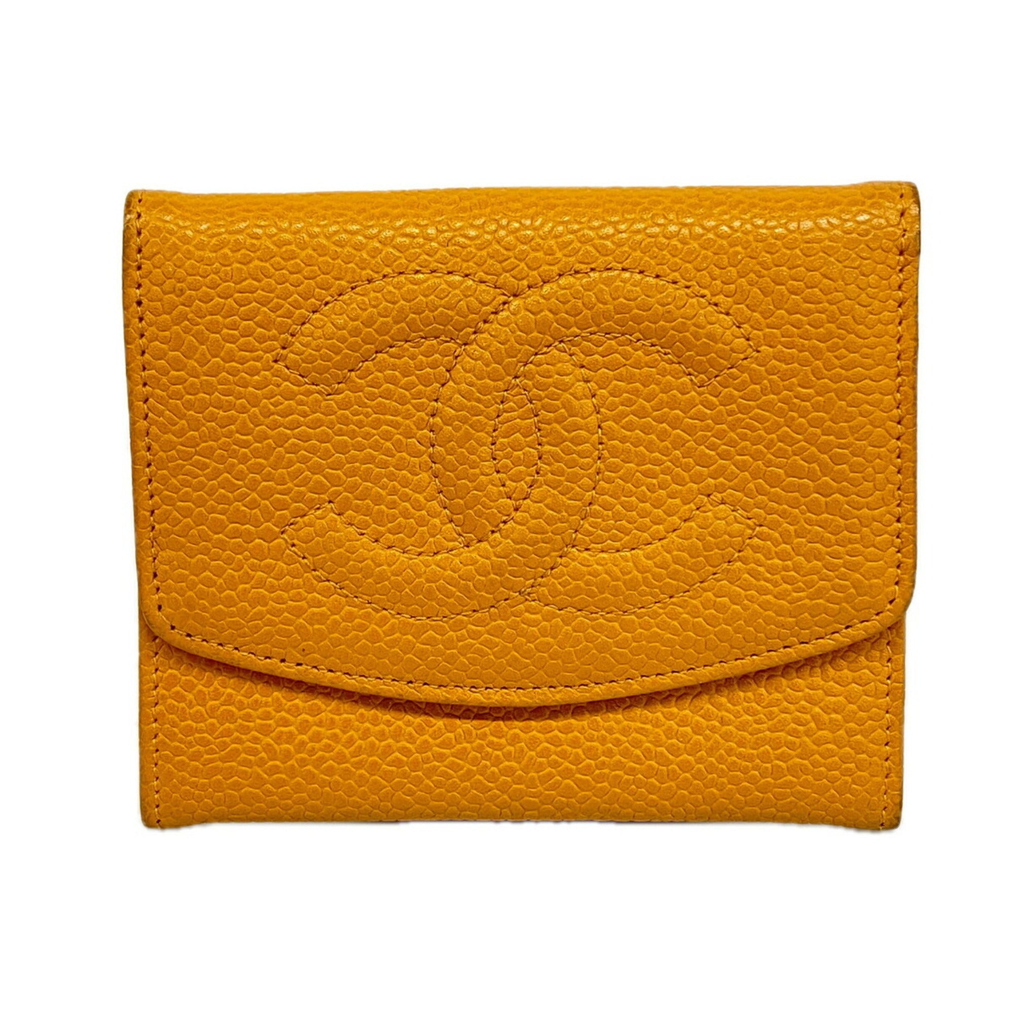 Chanel Orange Grained Calfskin Coin Purse/Coin Case (Pre-Owned)