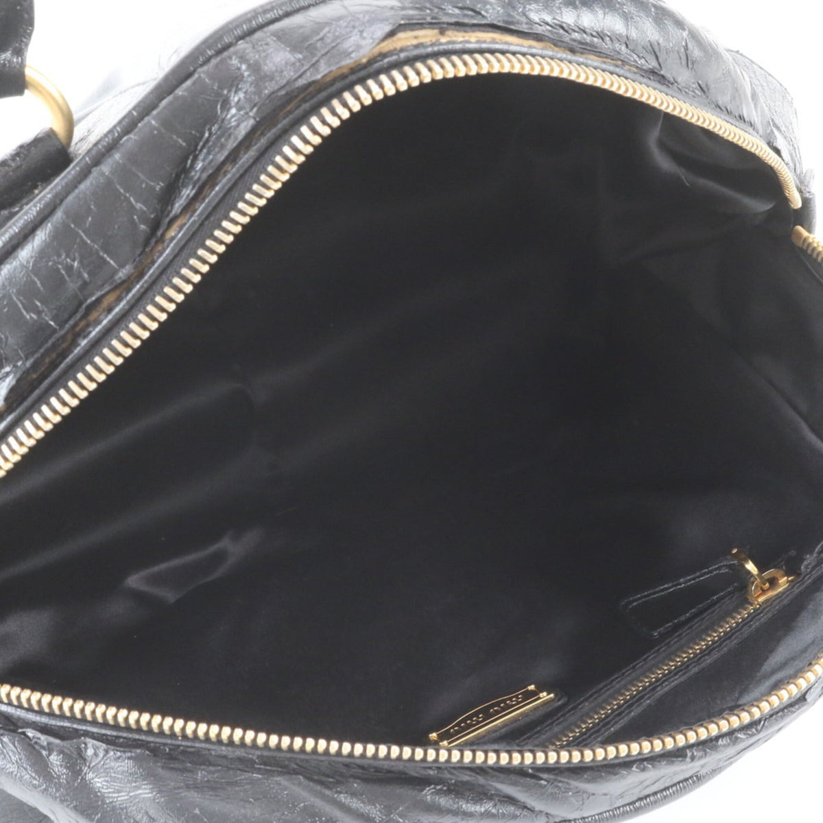 Miu Miu Black Leather Boston Bag Handbag Tote Bag (Pre-Owned)
