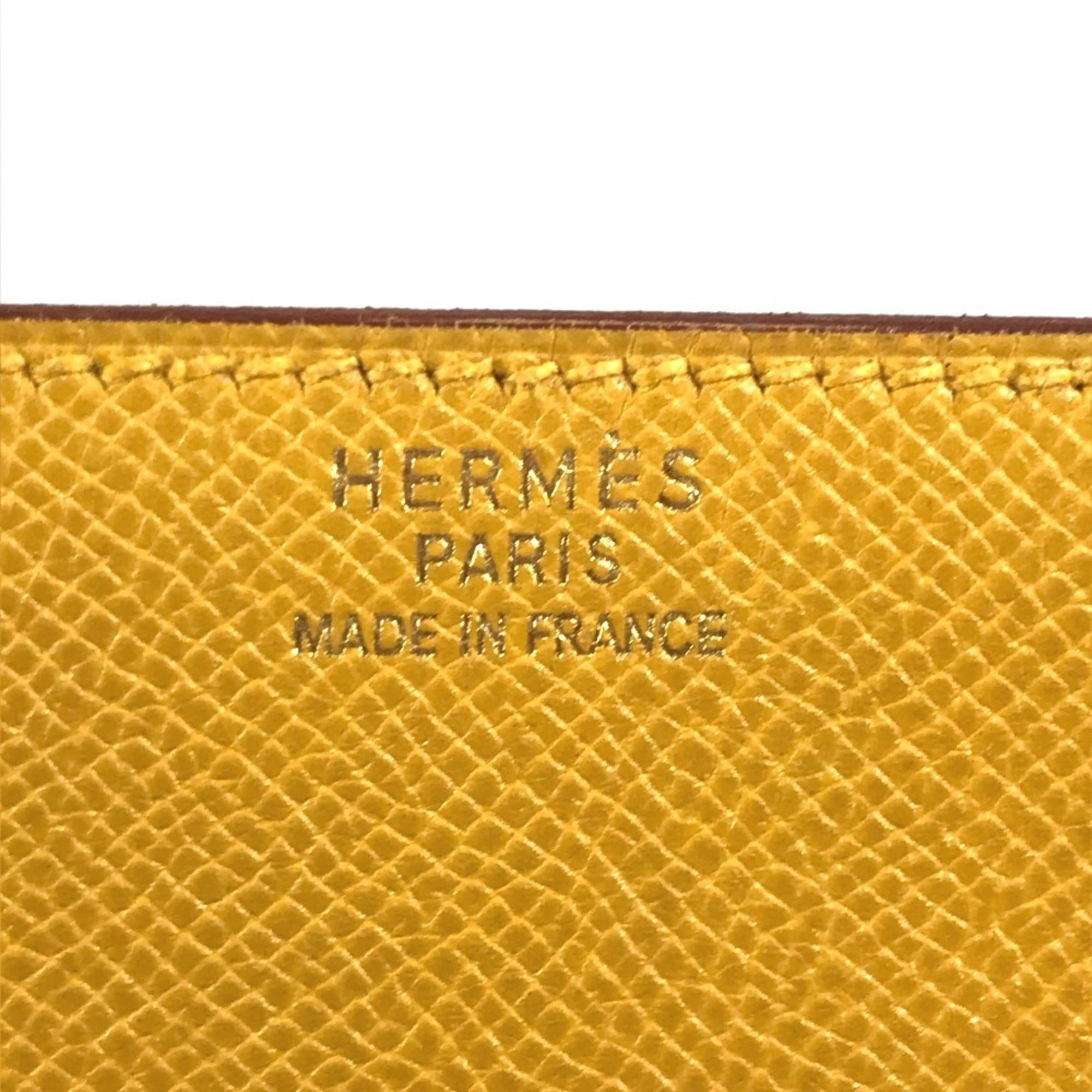 Hermes Yellow Courchevel Leather Briefcase Handbag (Pre-Owned)