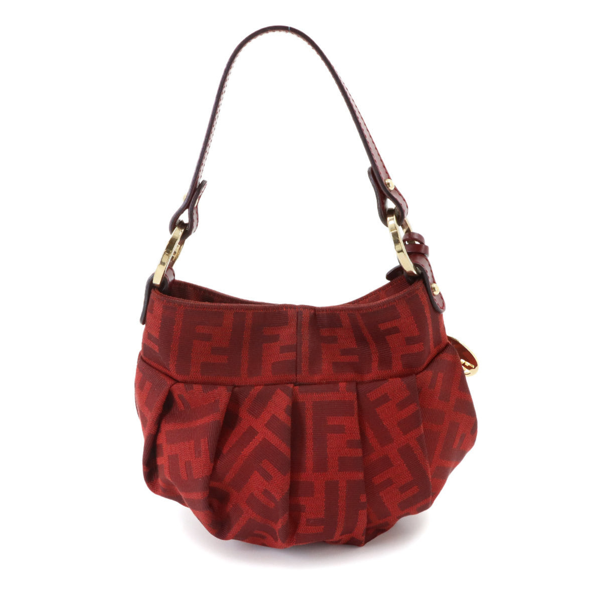 Fendi Red Color Canvas Leather Handbag (Pre-Owned)
