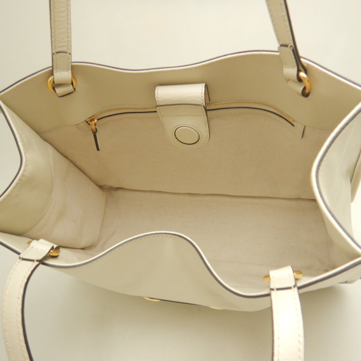 Gucci Horsebit Ivory Leather Tote Bag (Pre-Owned)