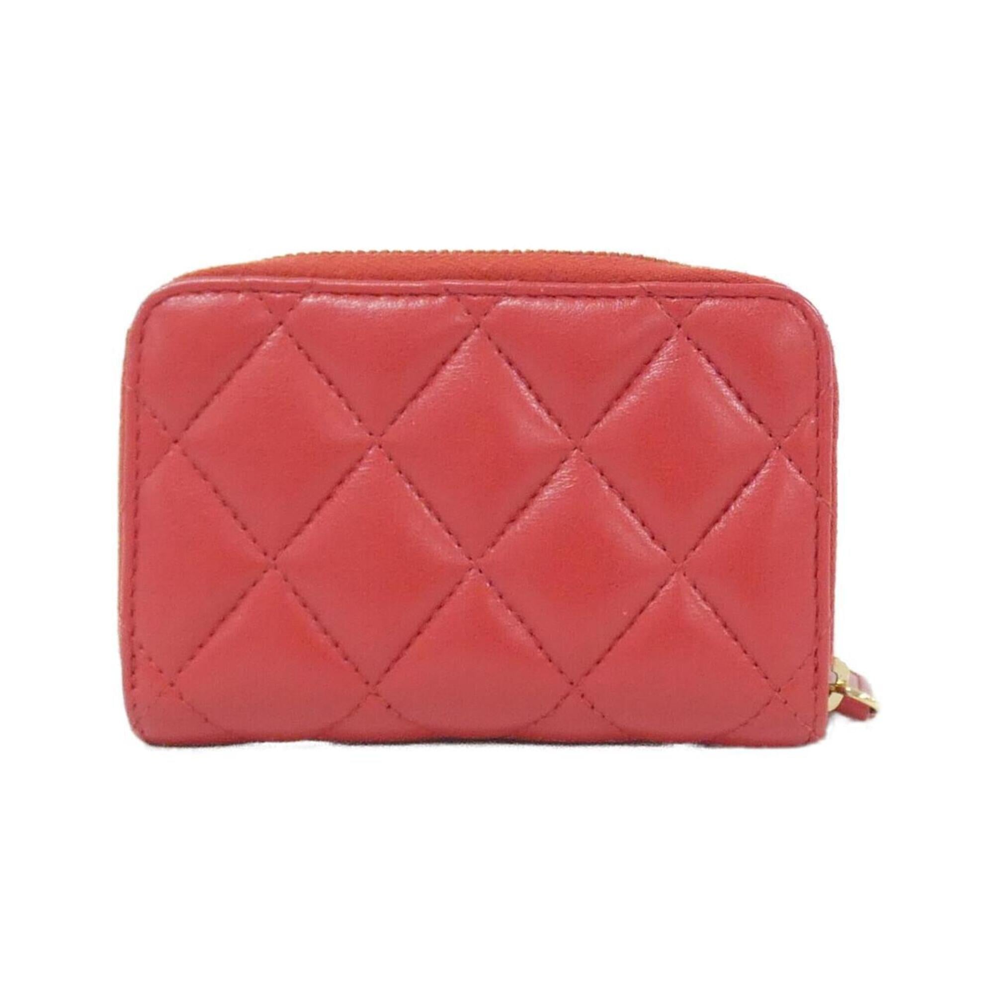 Chanel Red Color Leather Coin Purse/Coin Case (Pre-Owned)