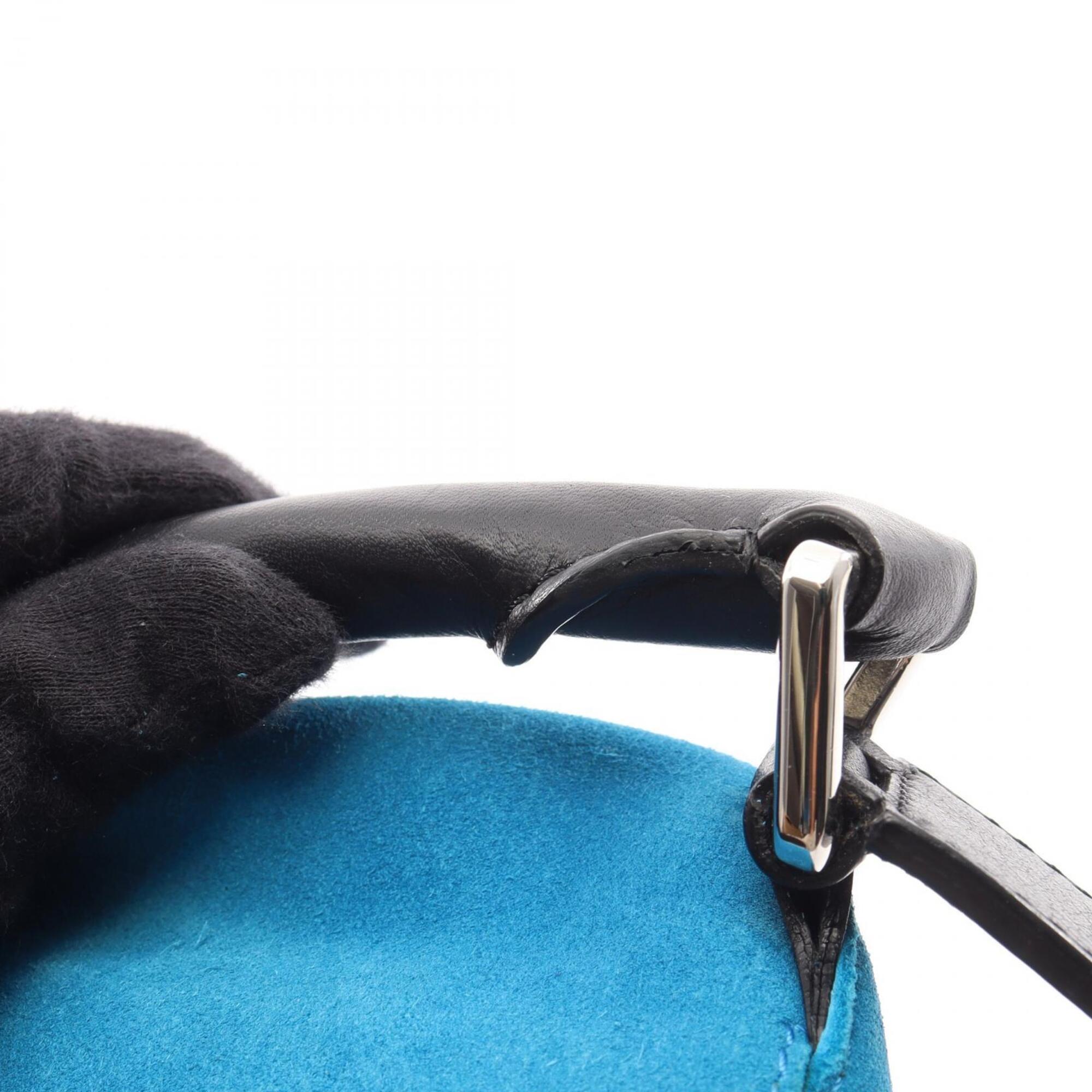 Loewe Black Blue Leather Suede Handbag (Pre-Owned)