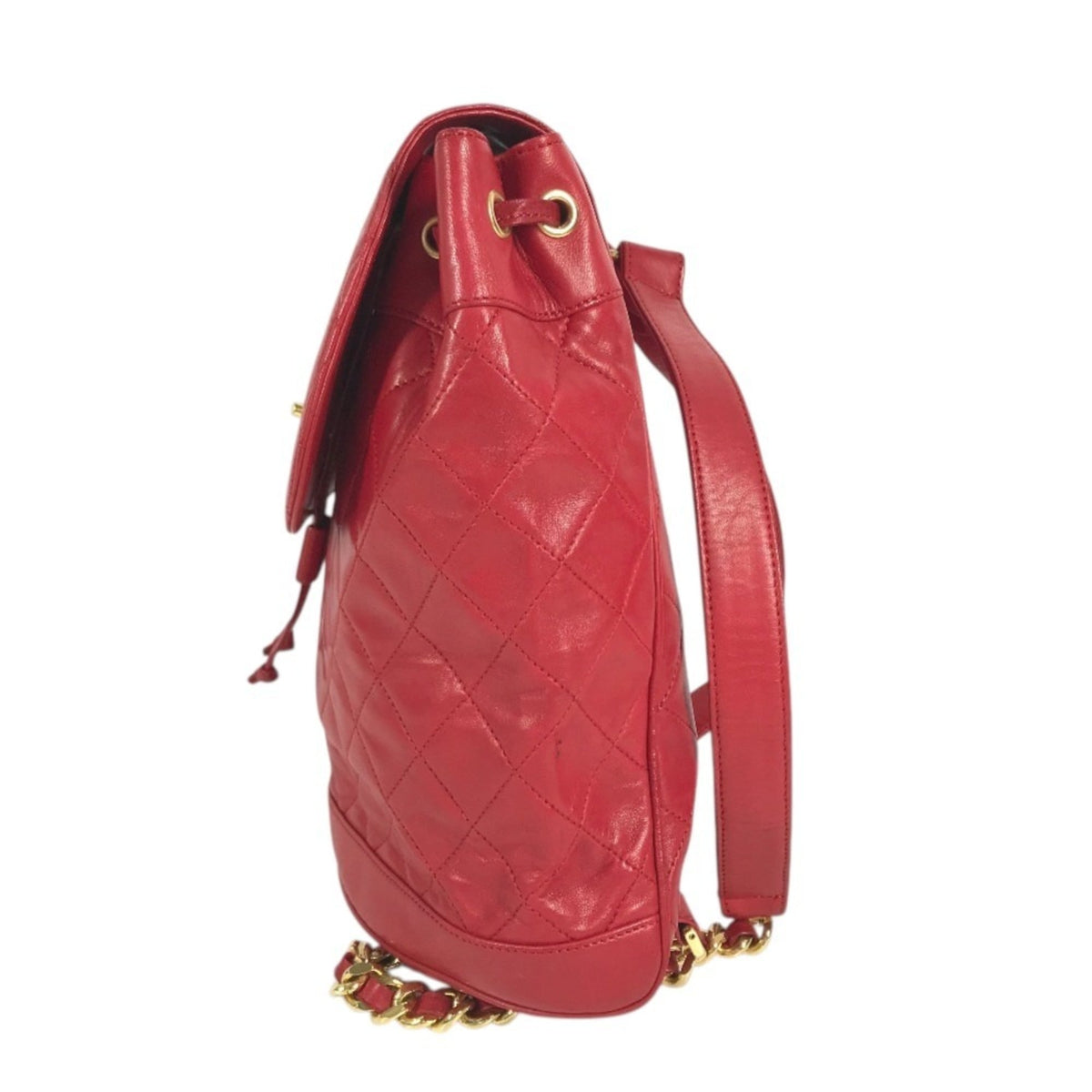 Chanel Gold Red Color Canvas Backpack (Pre-Owned)