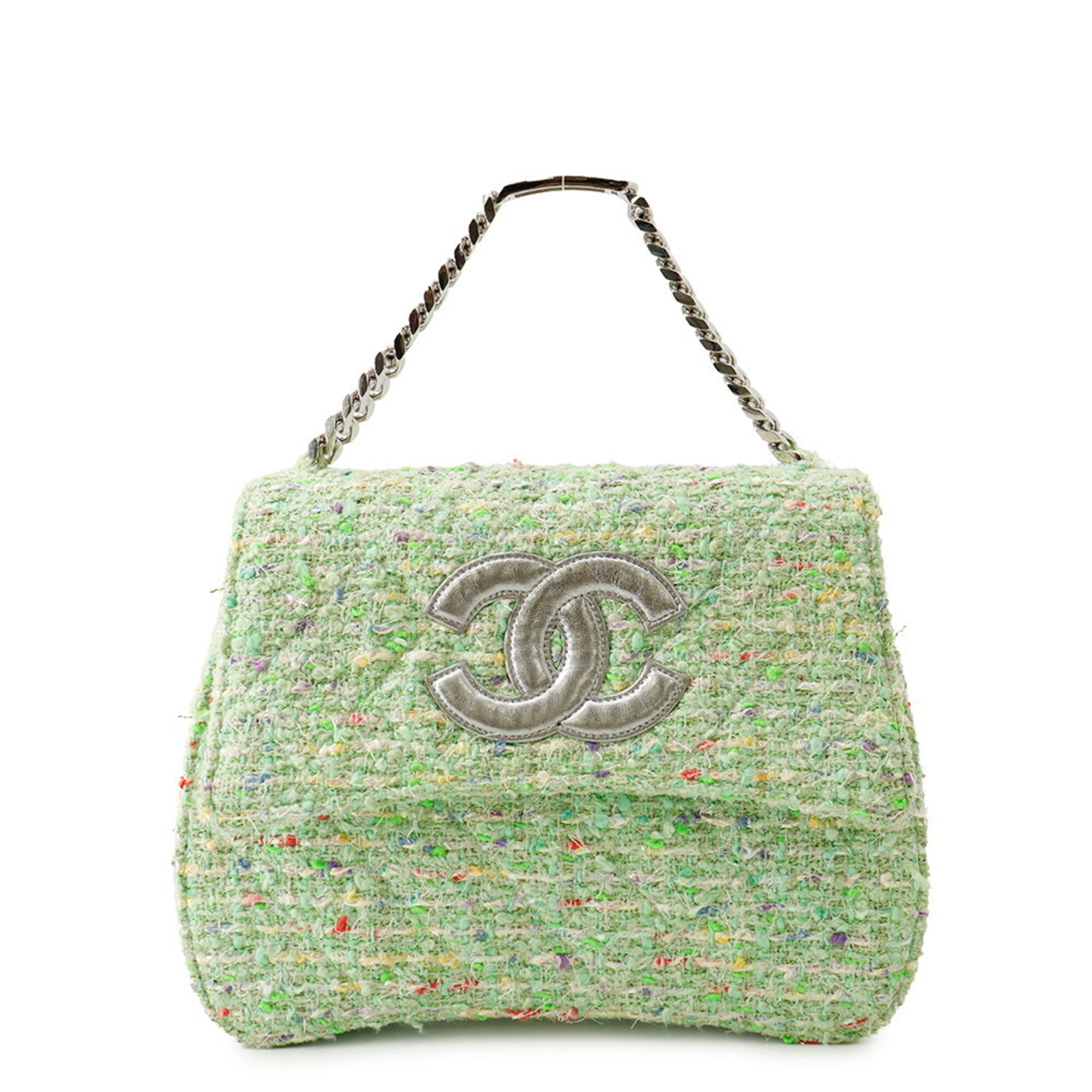 Chanel Green Multi-Color Tweed Handbag (Pre-Owned)