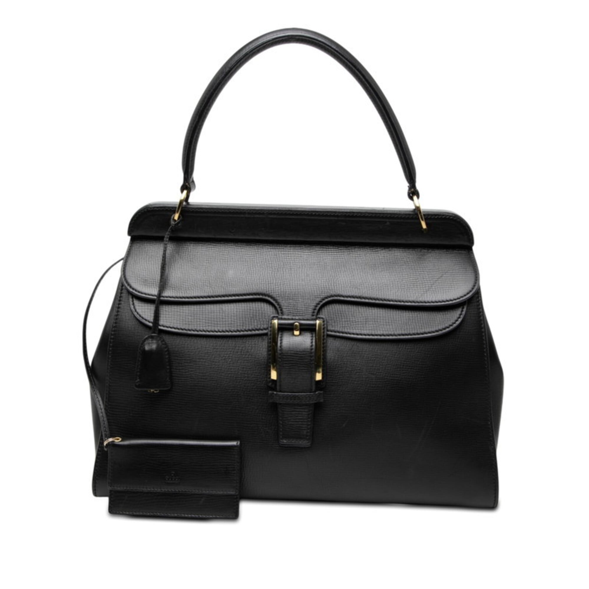 Gucci Black Leather Handbag Pouch (Pre-Owned)