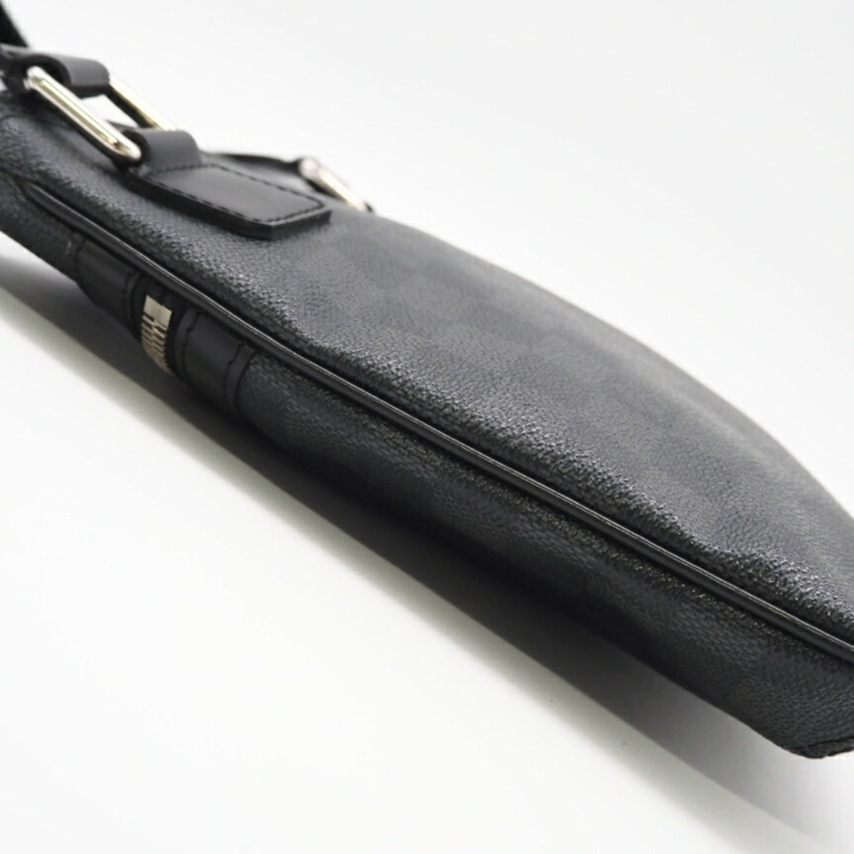 Louis Vuitton Black Gray Coated Canvas Shoulder Bag (Pre-Owned)
