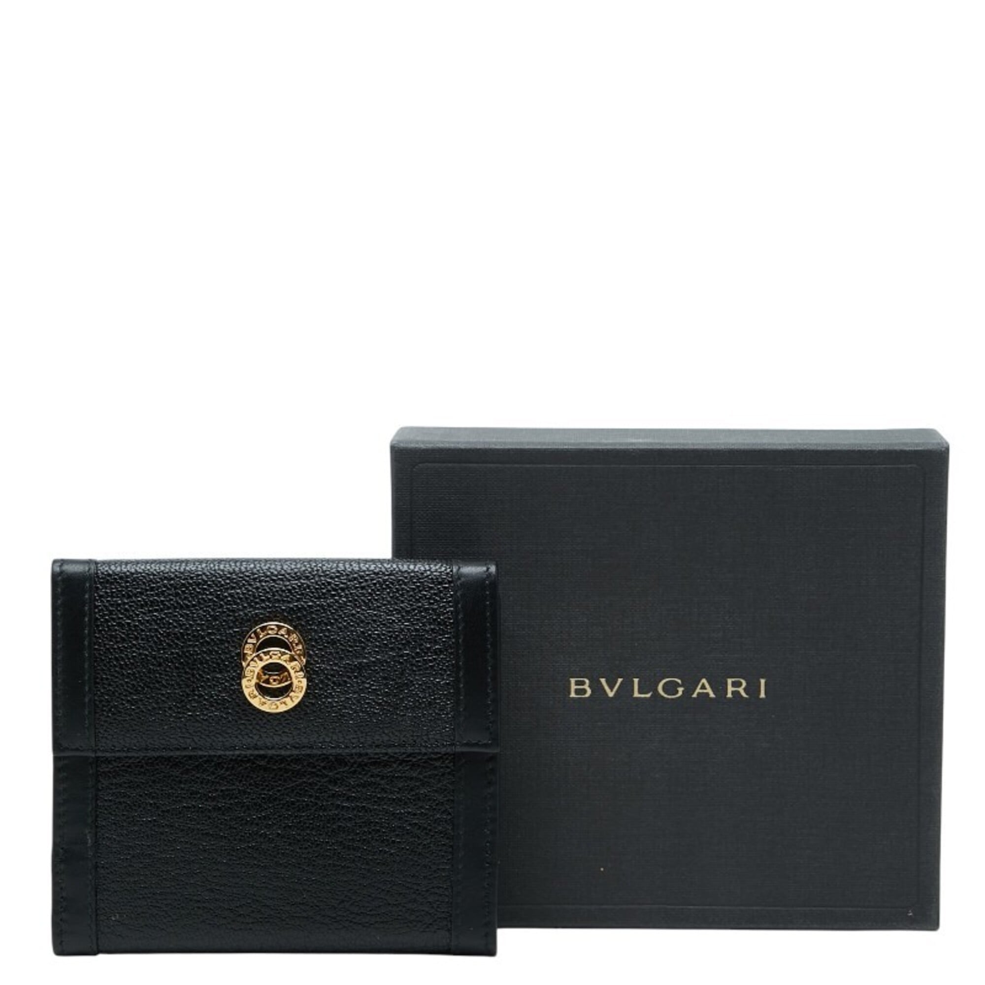 Bvlgari Black Leather Wallet (Tri-Fold) (Pre-Owned)