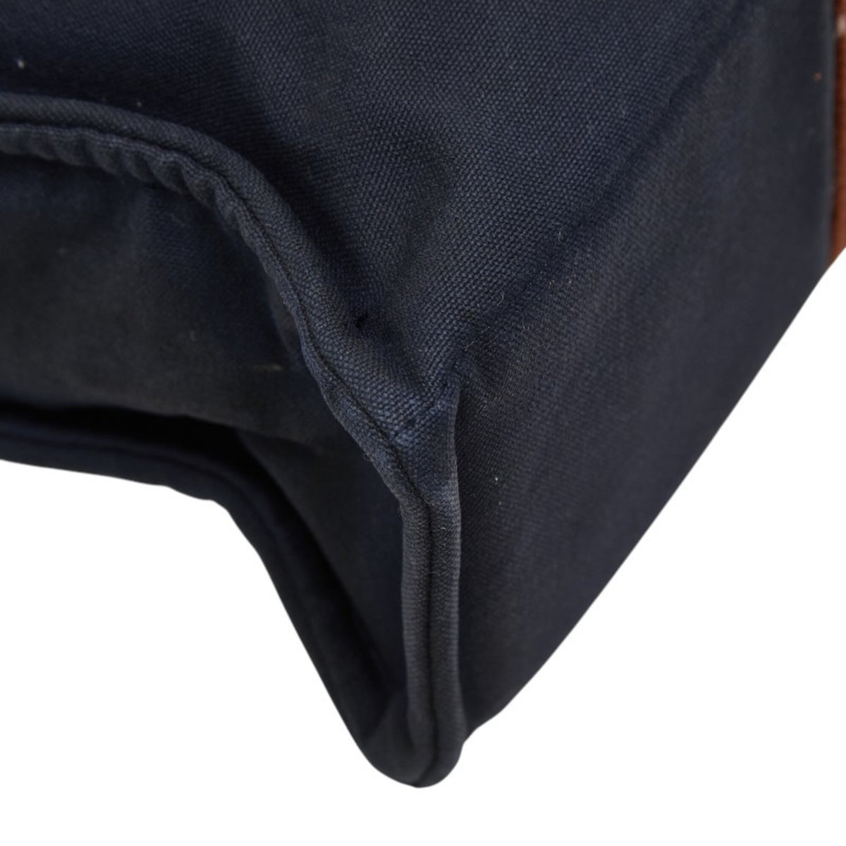 Hermes Brown Navy Cotton Handbag Tote Bag (Pre-Owned)